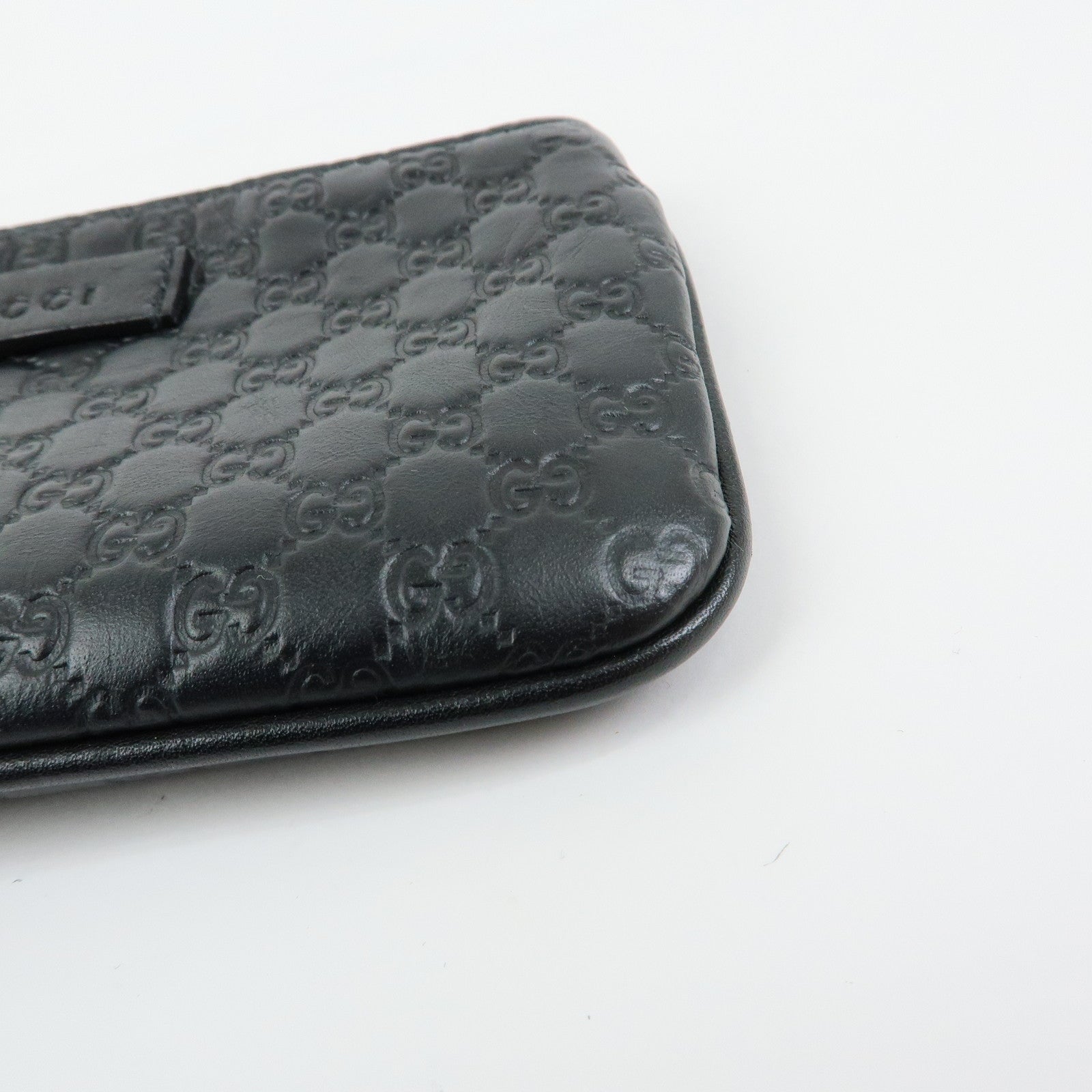 GUCCI Micro Guccissima Leather Coin Case Key Case Black 544248