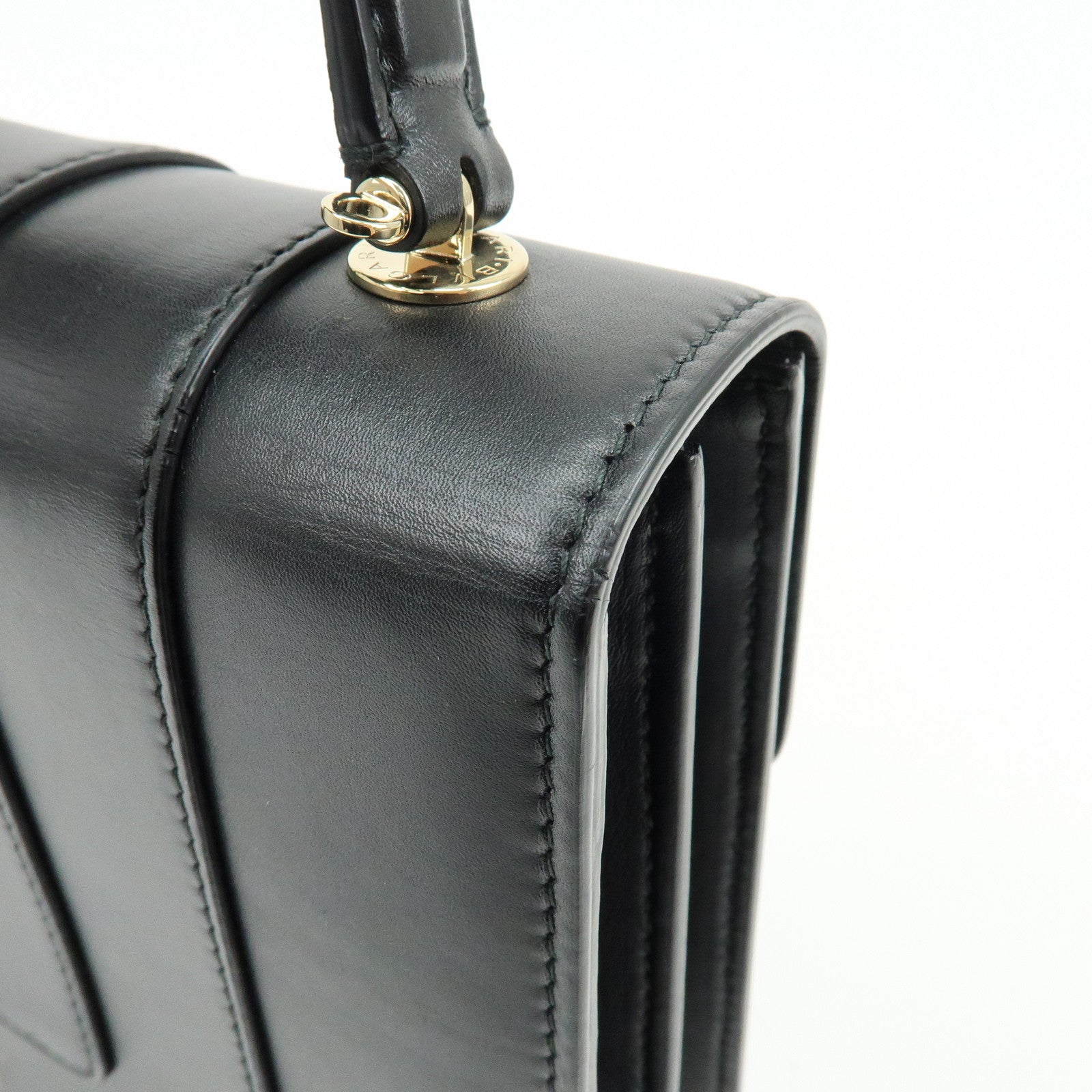 BVLGARI Serpenti Forever Top Handle Calf Leather Hand Bag Black