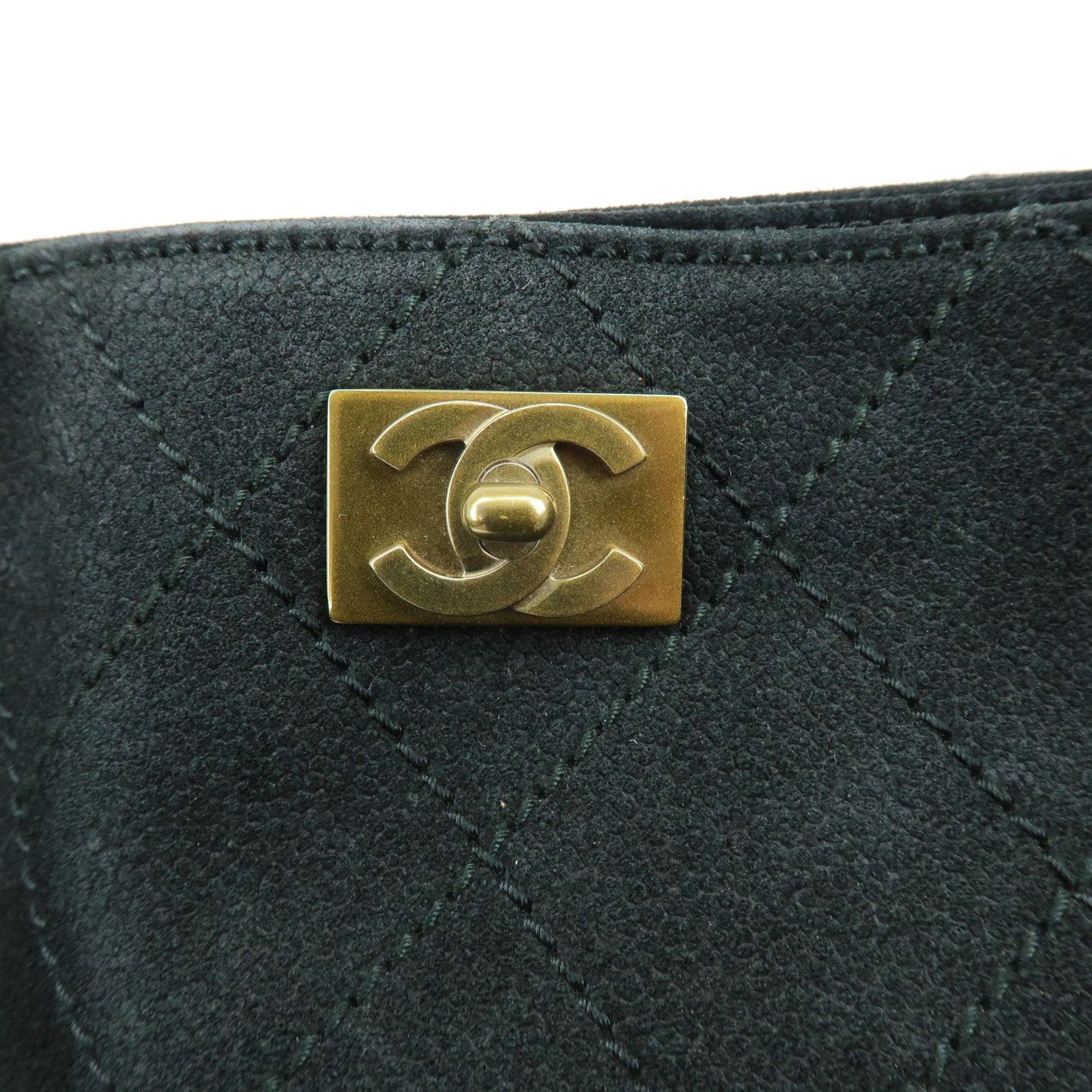 CHANEL Matelasse COCO Mark Suede Tote Bag Shoulder Bag Black