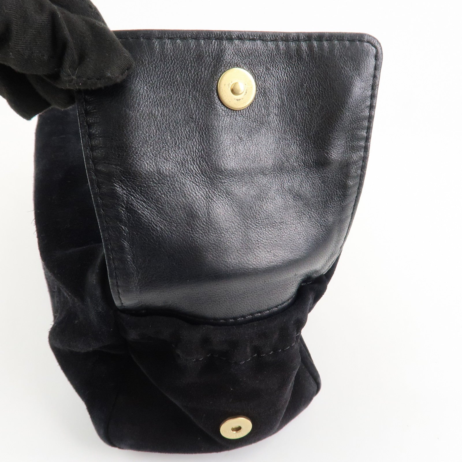 CHANEL COCO Mark Suede Leather Chain Shoulder Bag Black