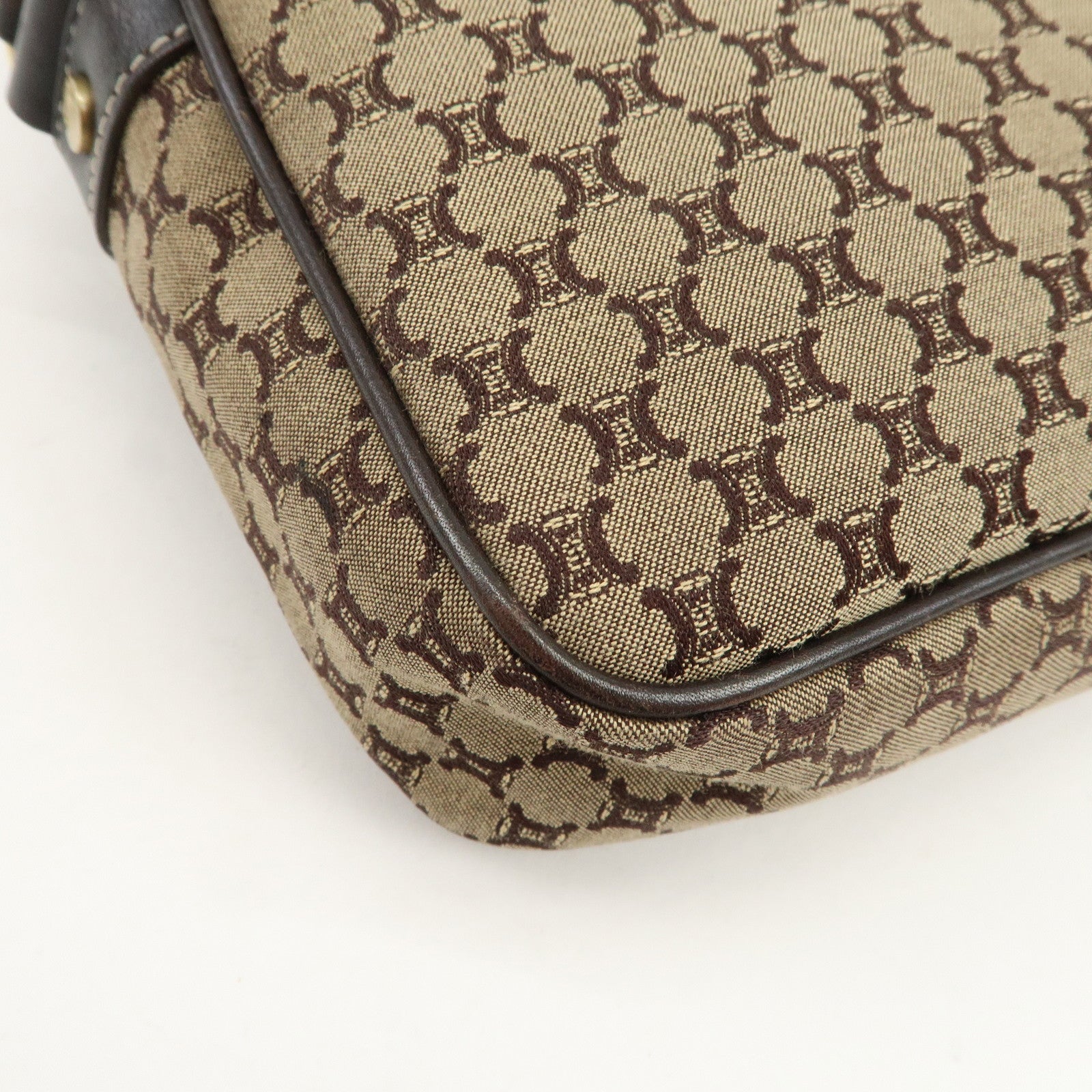 CELINE Macadam Canvas Leather Shoulder Bag Crossbody Bag Brown