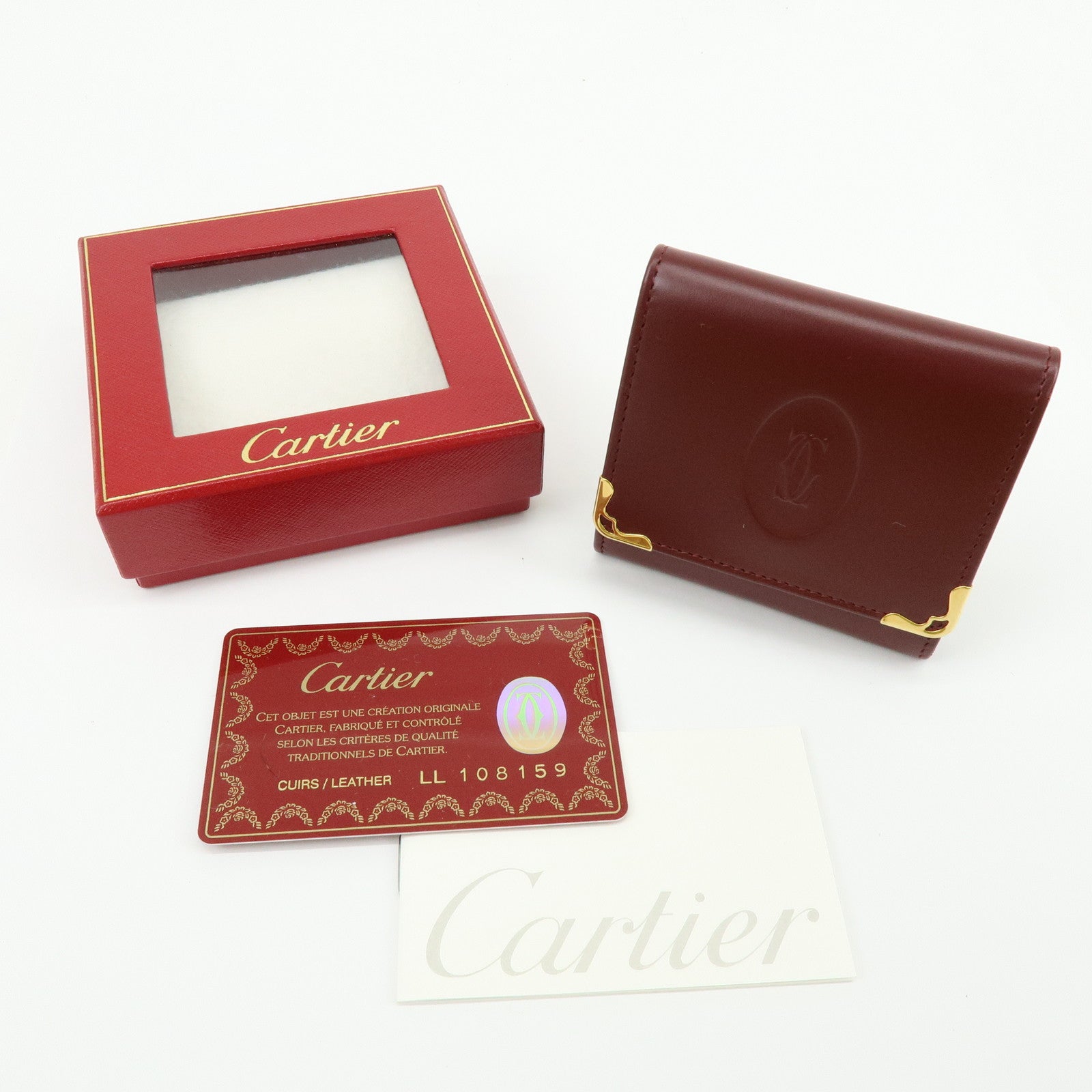 Cartier Must de Cartier Calf Skin Leather Coin Case Bordeaux