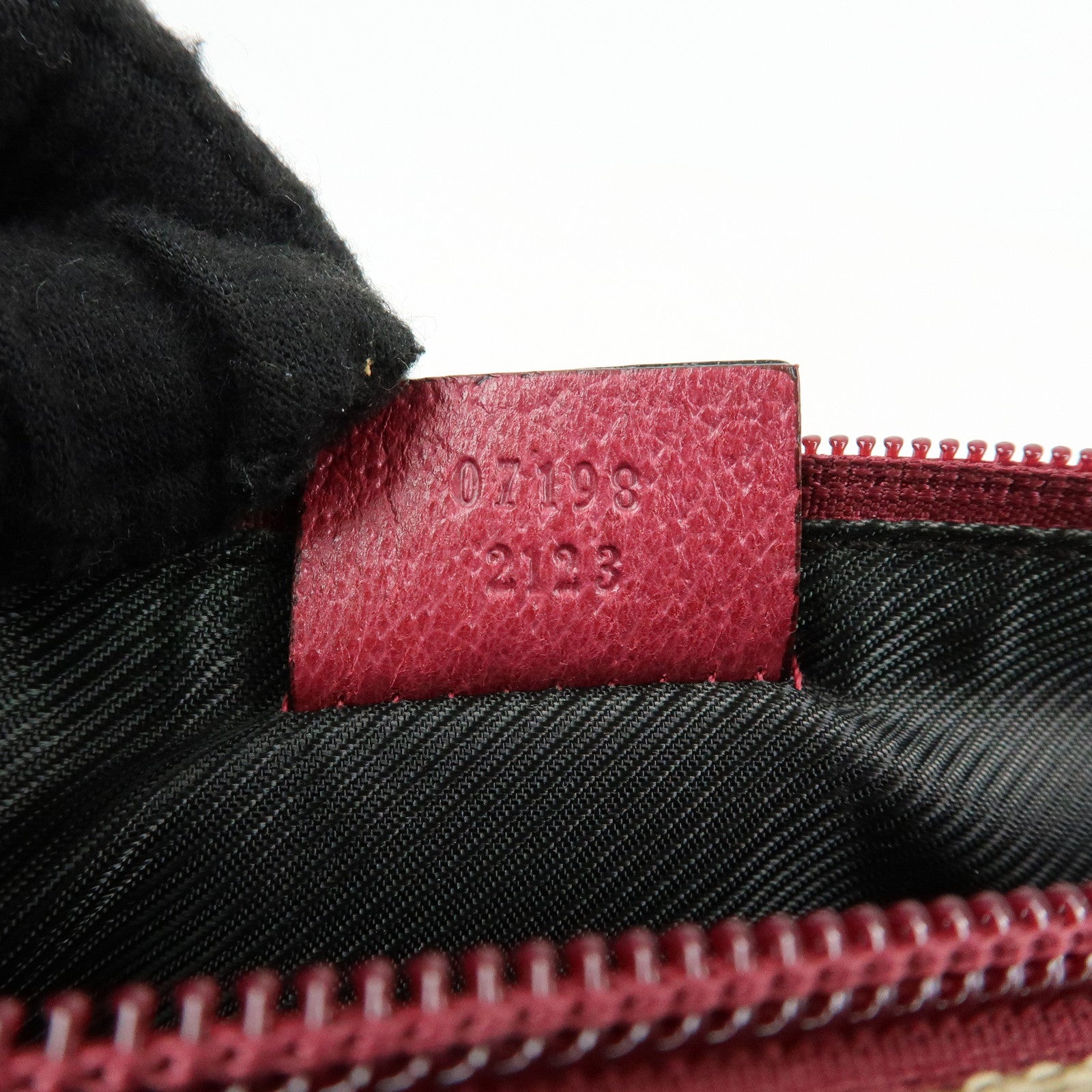 GUCCI Boat Bag GG Canvas Leather Hand Bag Beige Red 07198