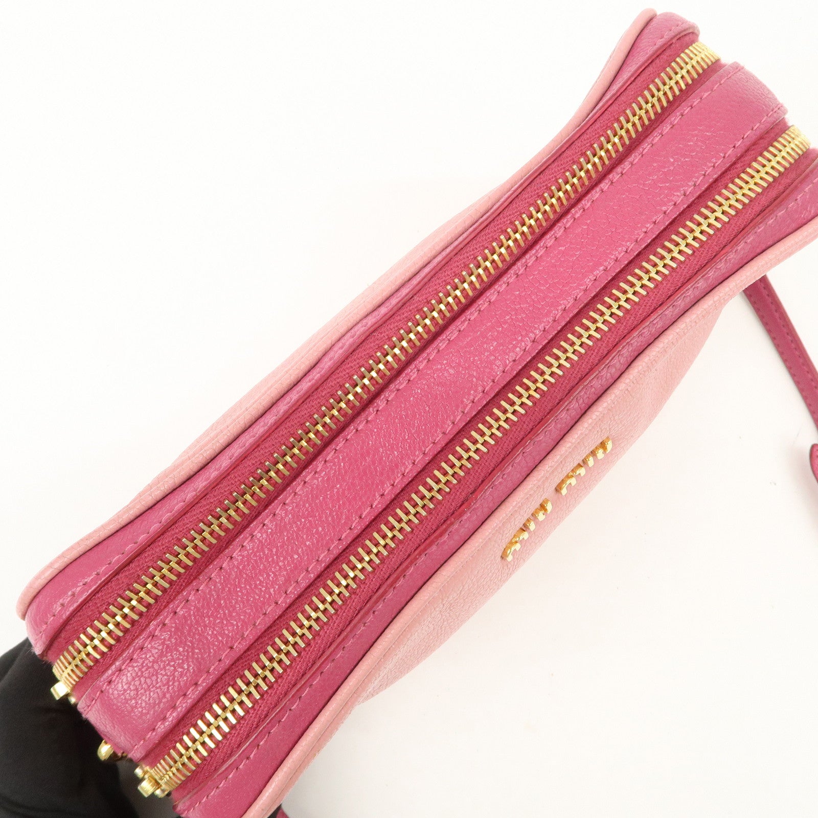 MIU MIU Leather Shoulder Bag Crossbody Bag Pink Used