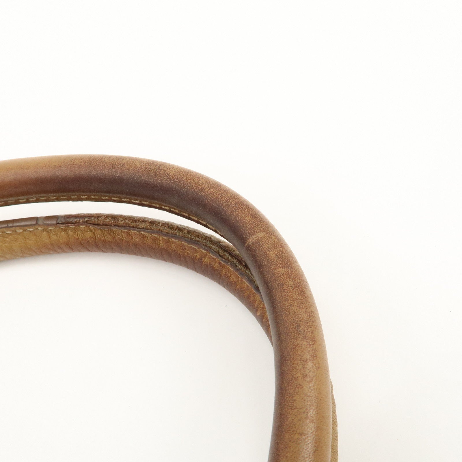 PRADA Leather Tote Bag Hand Bag Shoulder Bag Beige Gold HDW Used