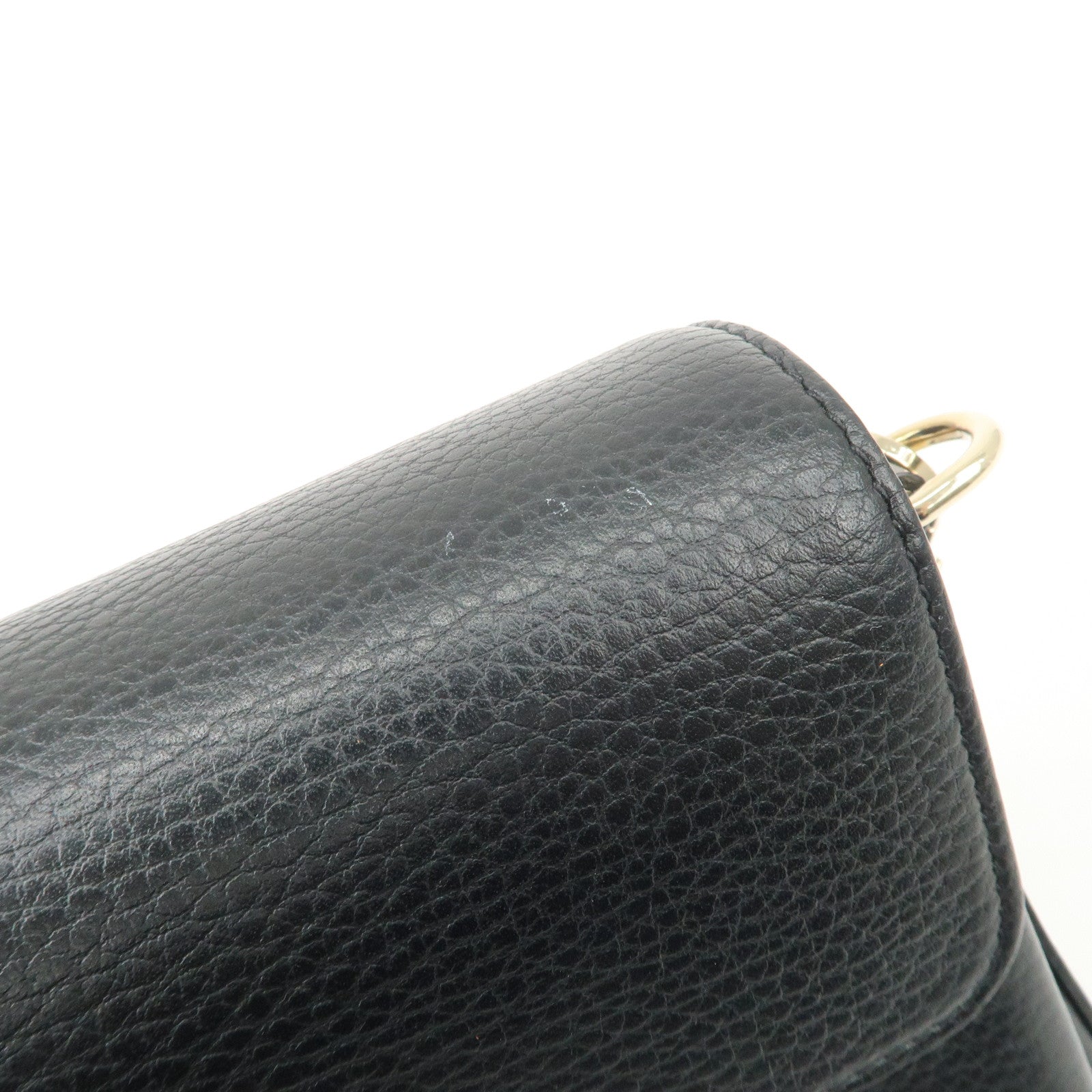 GUCCI Interlocking G Leather Chain Shoulder Bag Black 607720 Used