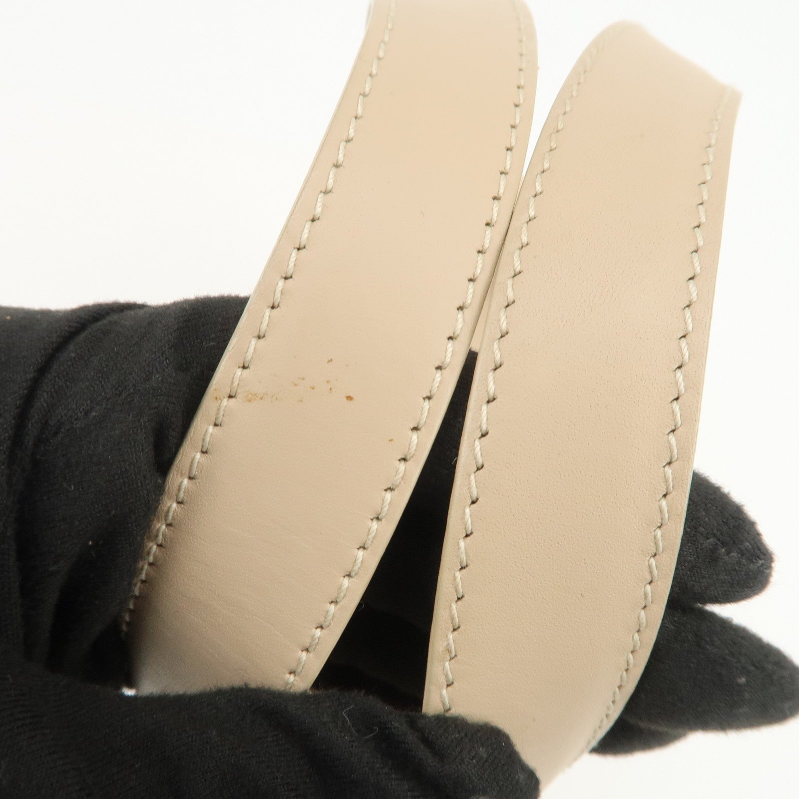 BVLGARI Logo Leather Hand Bag Shoulder Bag Beige