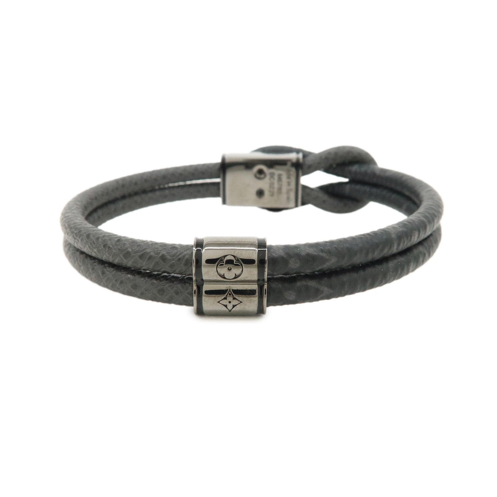 Louis Vuitton Monogram Eclipse Loop It Taiga Bracelet Black M6780D