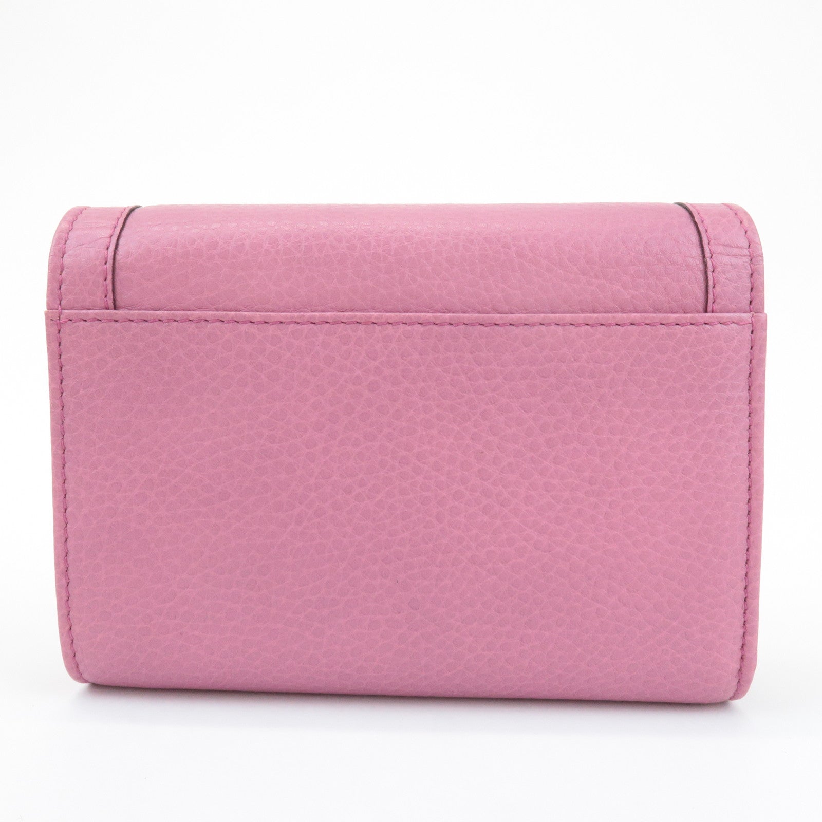 GUCCI Bamboo Leather Tri- Fold Wallet Pink 257017 Used