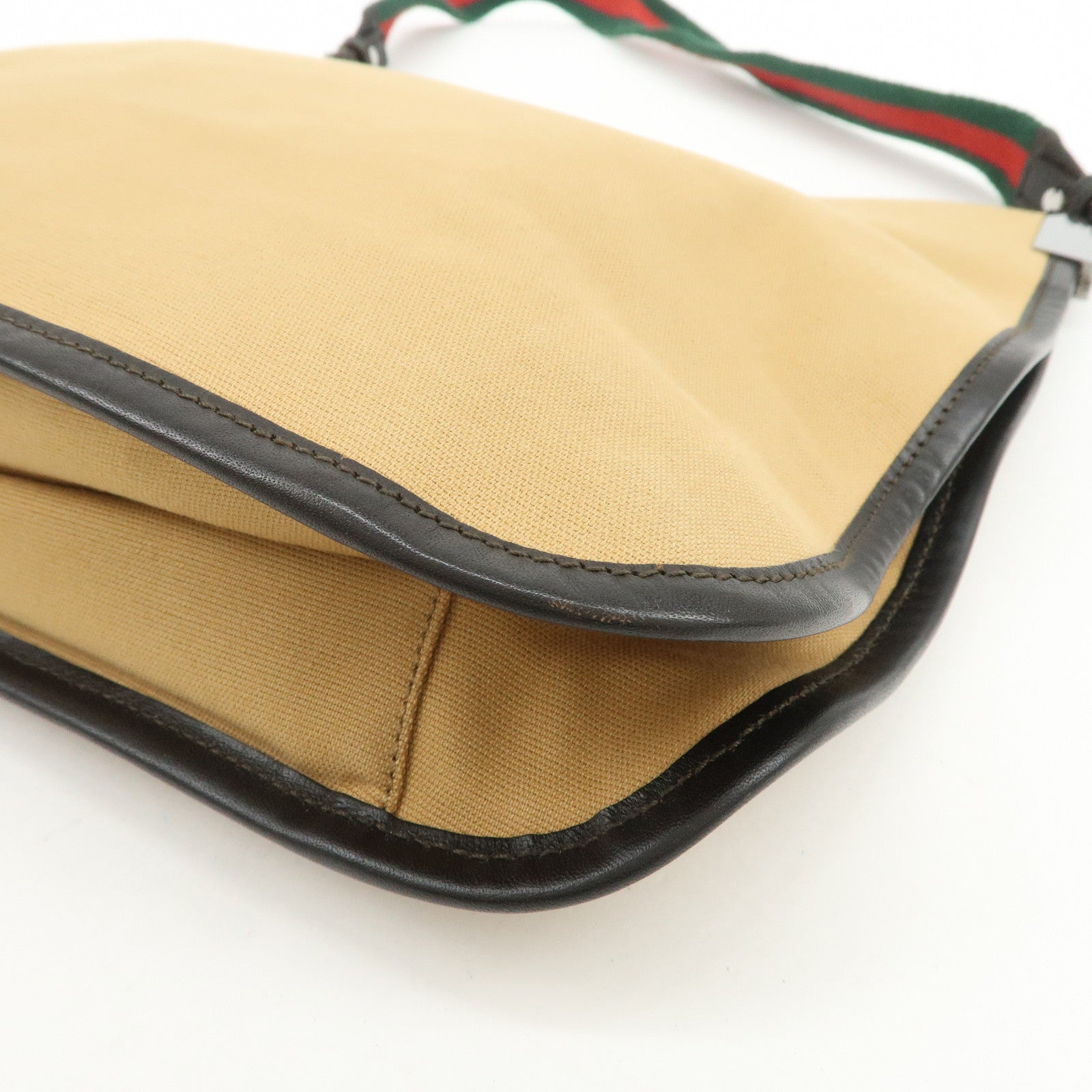 GUCCI Sherry Canvas Leather Shoulder Crossbody Bag Beige 001.4321