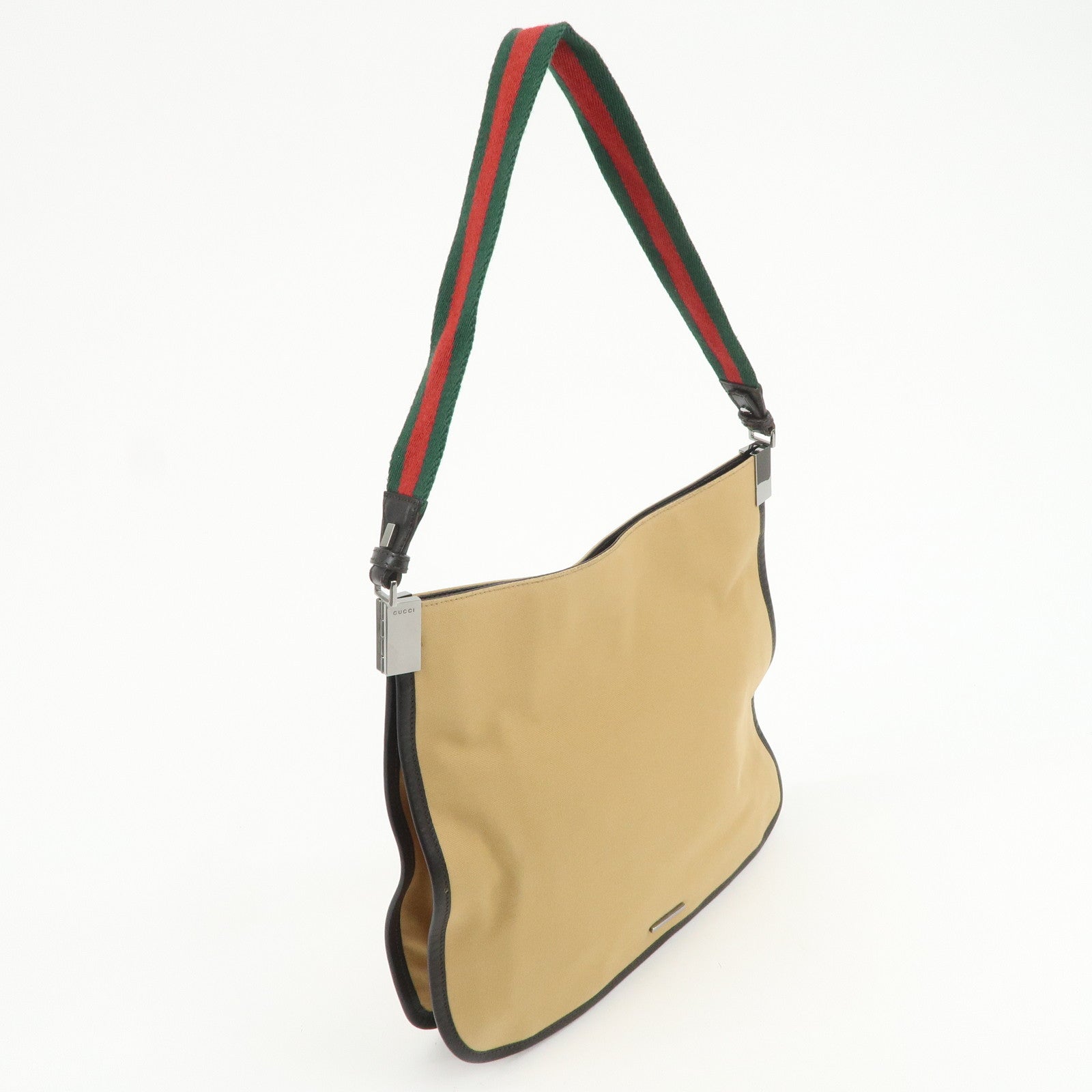 GUCCI Sherry Canvas Leather Shoulder Crossbody Bag Beige 001.4321