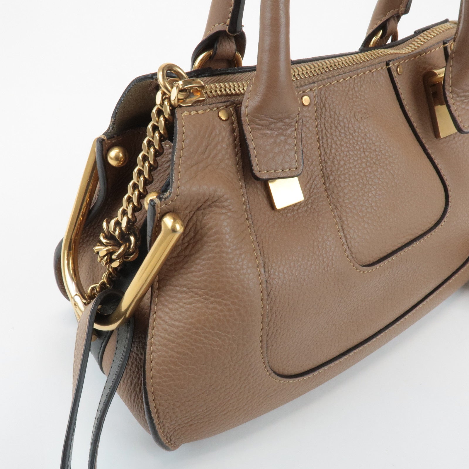 Chloe Hayley Leather 2WAY Bag Hand Bang Shoulder Bag Brown