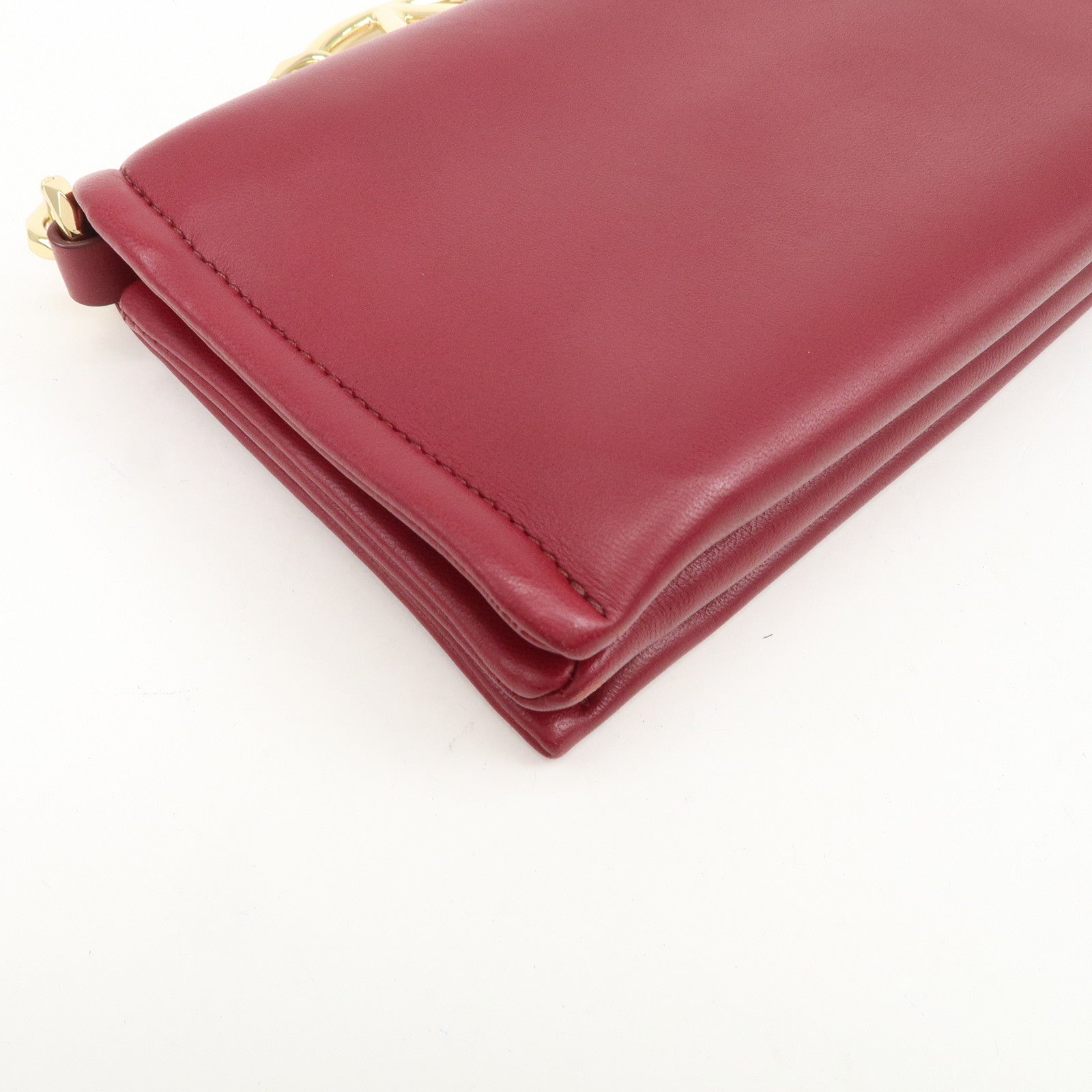 VALENTINO Leather 2Way Bag Shoulder Bag Hand Bag Wine Red
