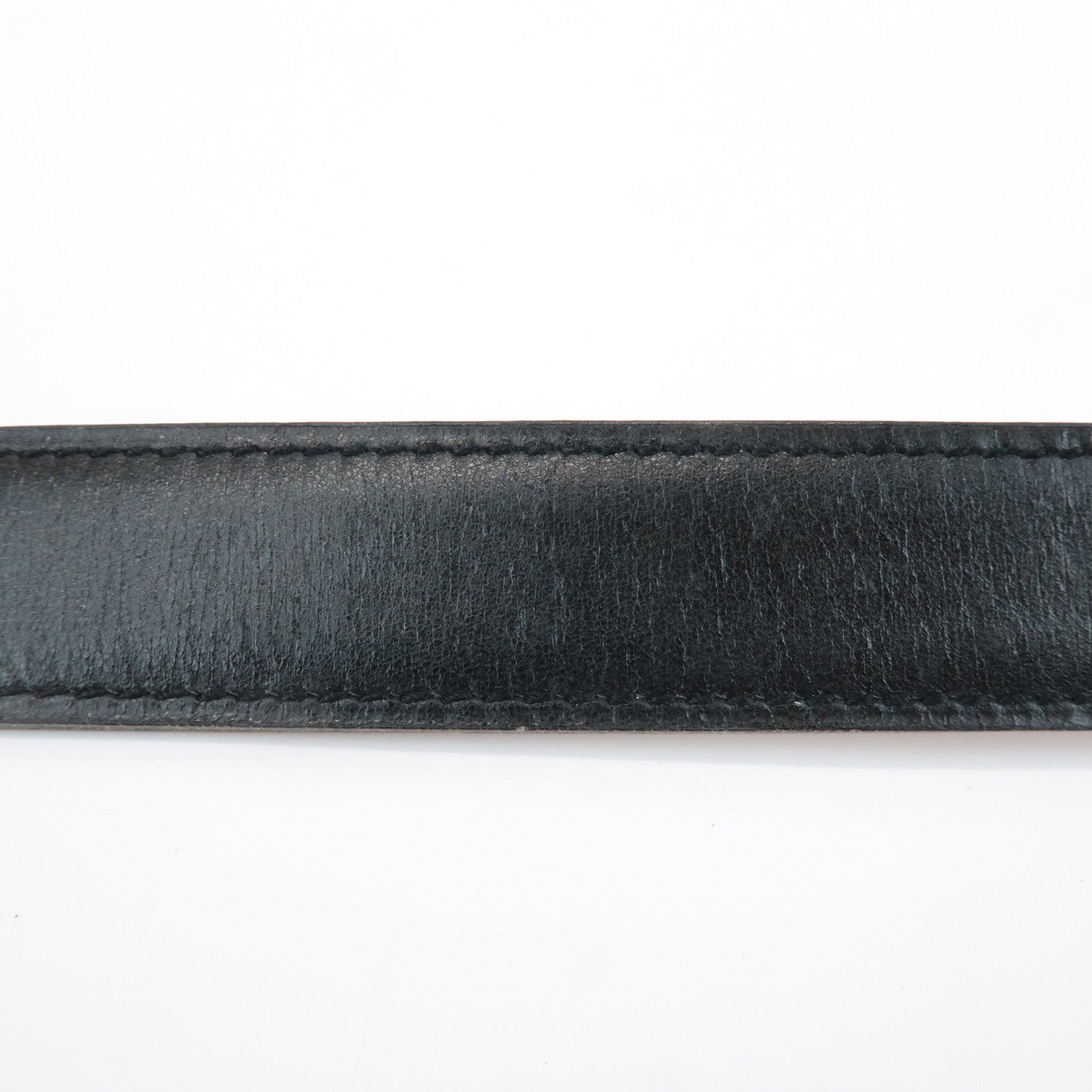 HERMES Cushvel Leather H Buckle Constance Belt H Stamped Black Gold Used