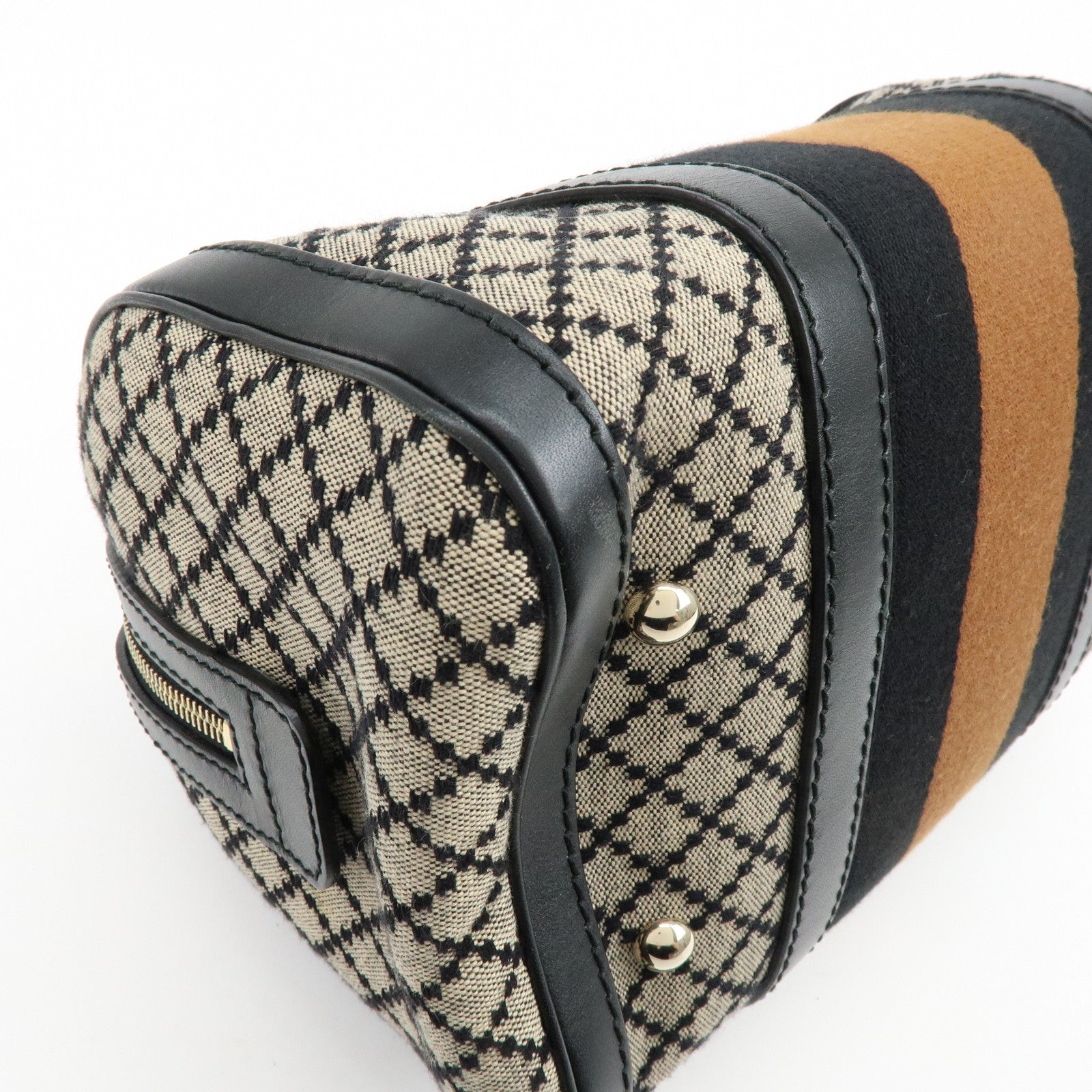 GUCCI Diamante Sherry Canvas Leather 2Way Boston Bag Beige 269876