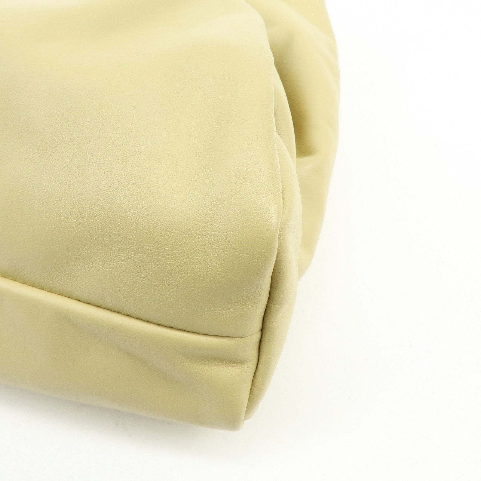 BOTTEGA VENETA The Shoulder Pouch Leather Shoulder Bag Yellow Beige