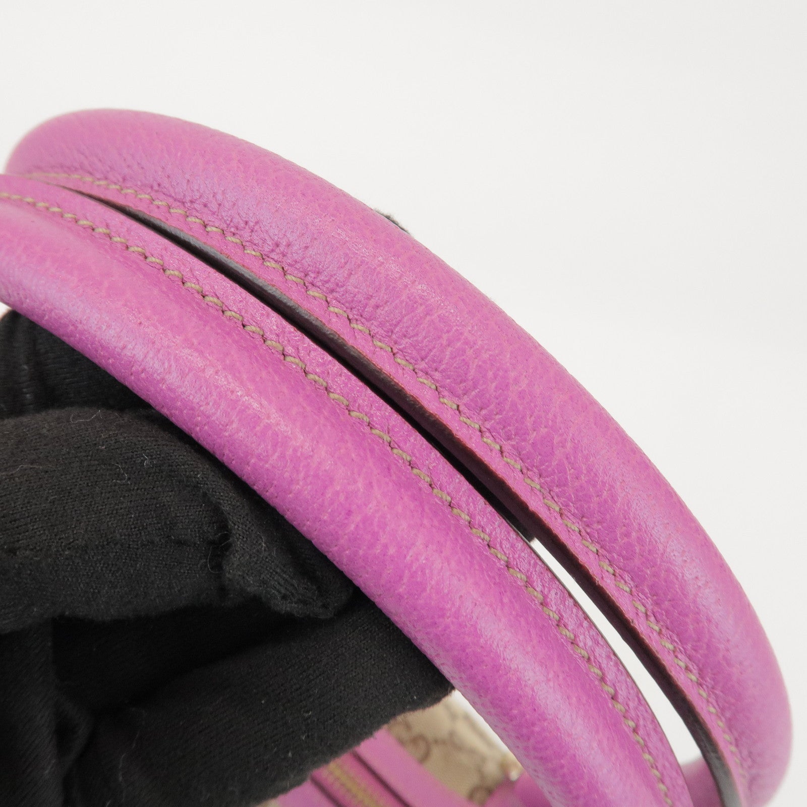 GUCCI Abbey GG Canvas Leather Mini Boston Bag Beige Fuchsia 130942