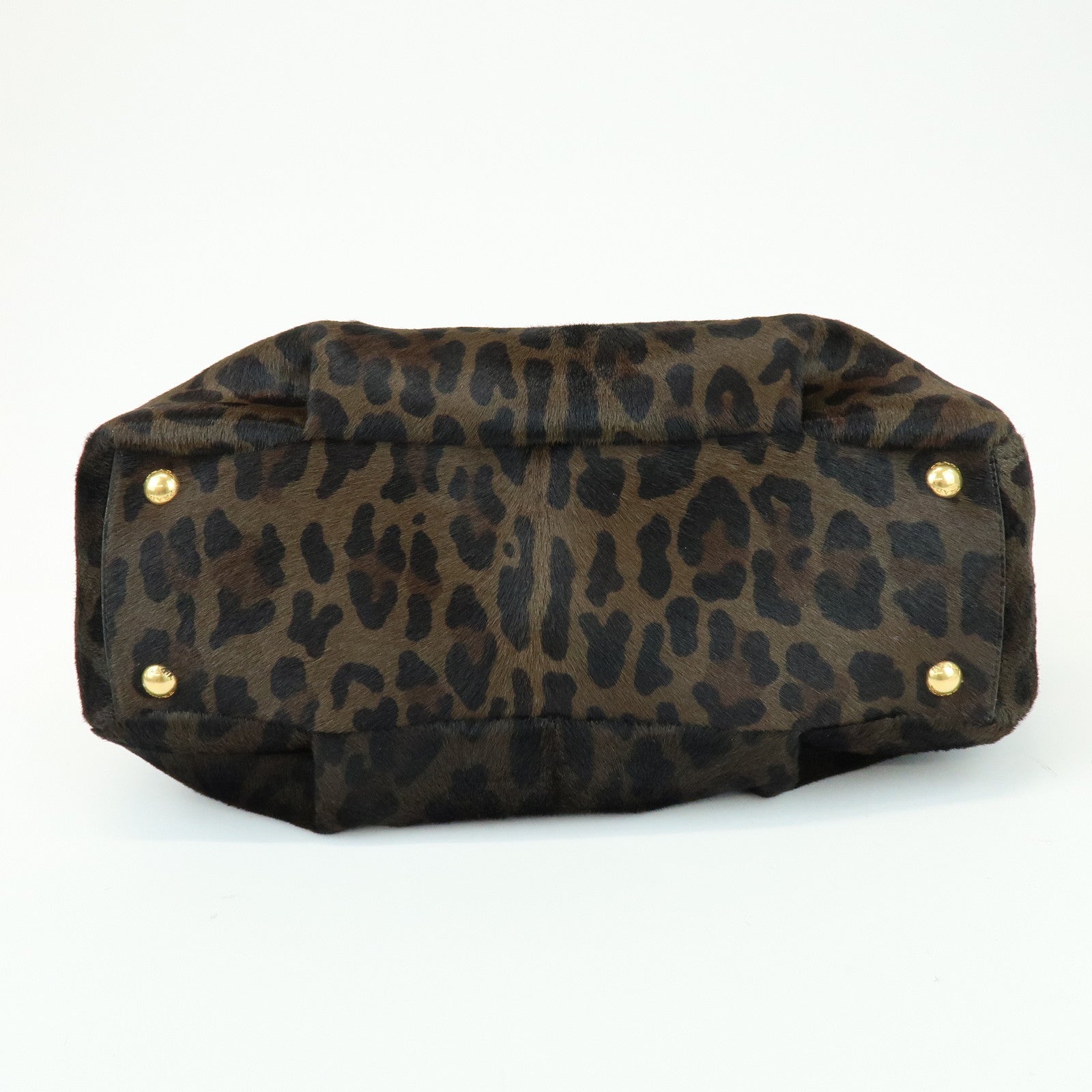 PRADA Leopard Unborn Calf Shoulder Bag Dark Brown BR4941