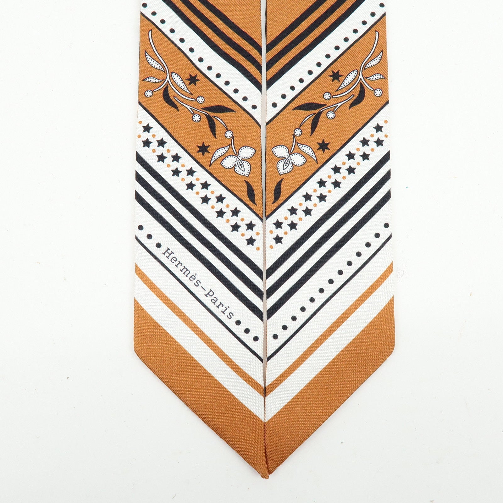 HERMES Silk 100% Twilly Festival Des Amazones Brown Black