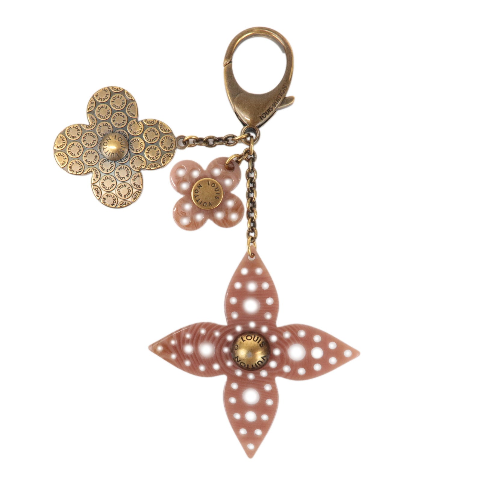 Louis Vuitton Bijoux Sac Lock Flower Metal Plastic Key Chain M65851