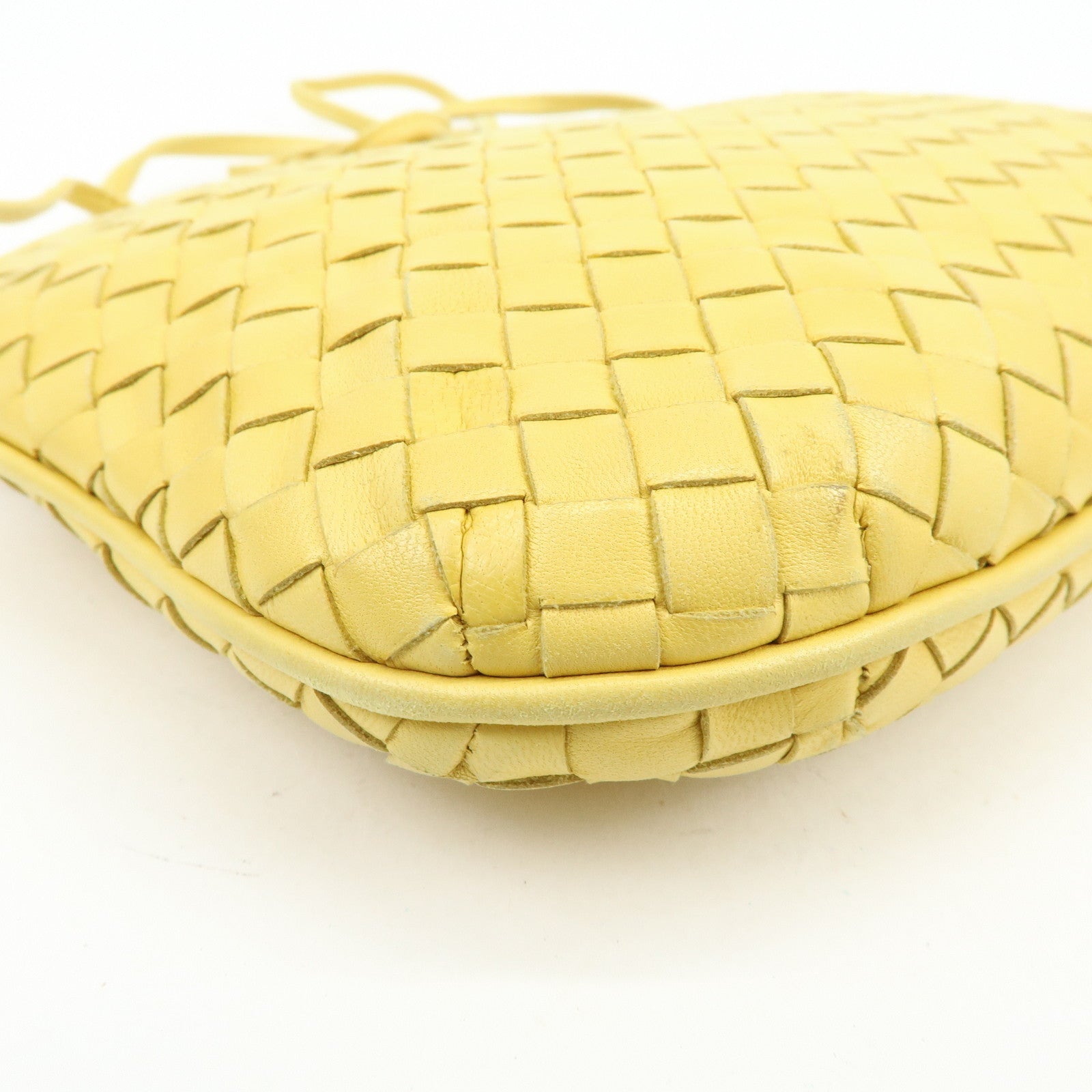BOTTEGA VENETA Intrecciato Leather Shoulder Crossbody Bag Yellow