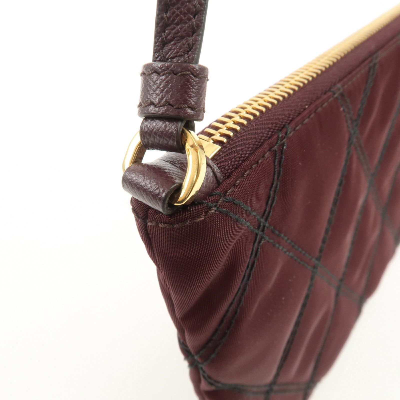 PRADA Logo TESSUTO IMPUNTU Nylon Leather Hand Bag Bordeaux 1NH545