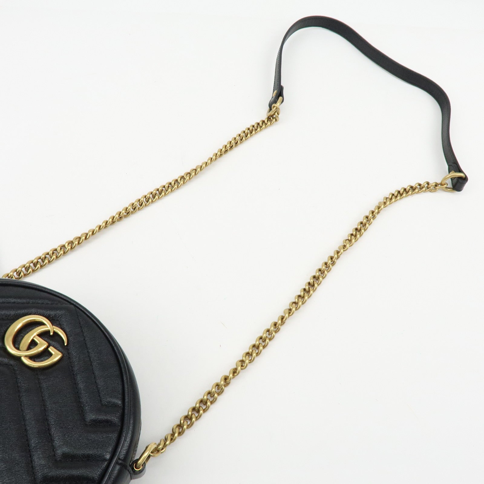 GUCCI GG Marmont Chevron Leather Chain Shoulder Bag Heart 550154