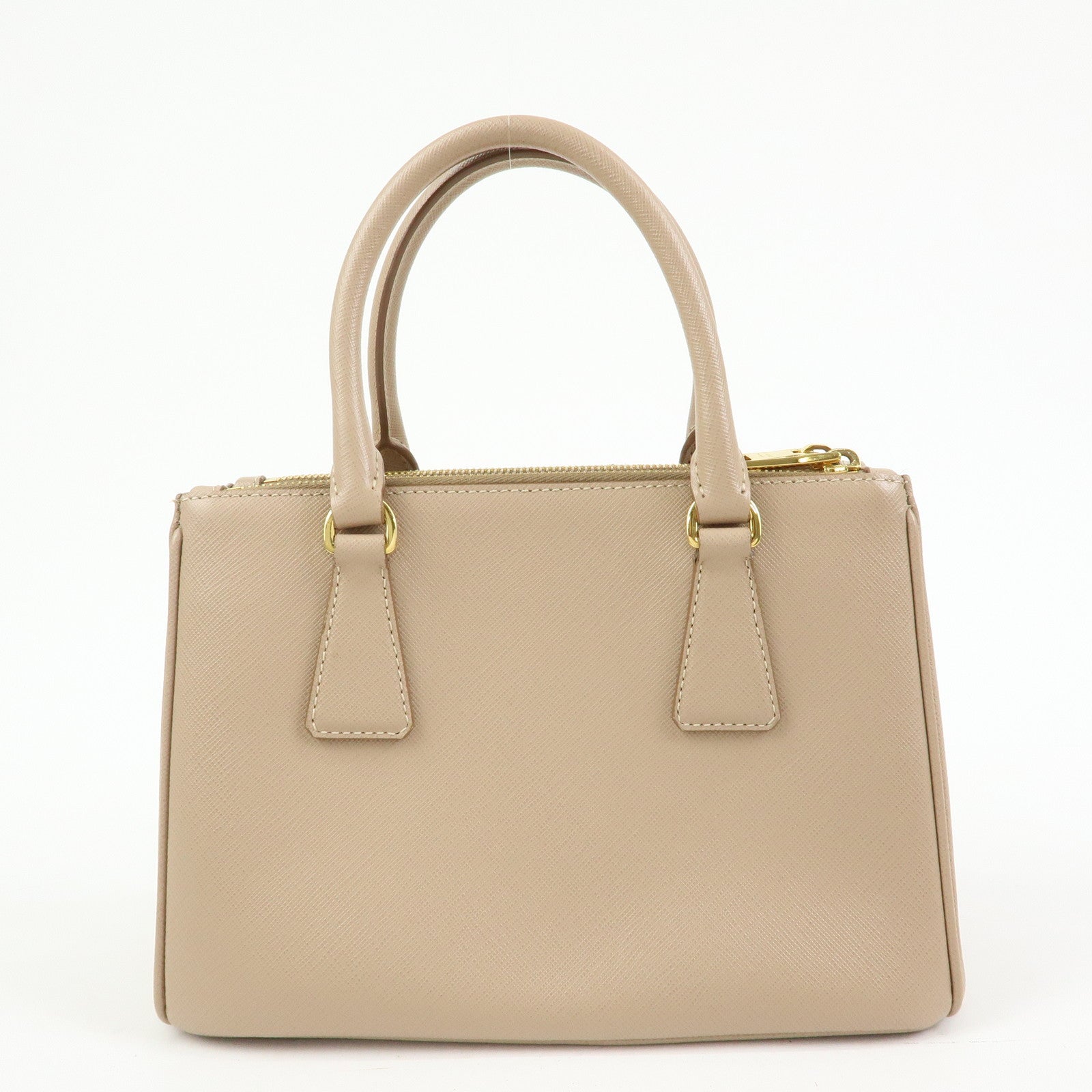 PRADA Triangle Logo Galleria Saffiano Leather 2Way Bag Beige 1BA896