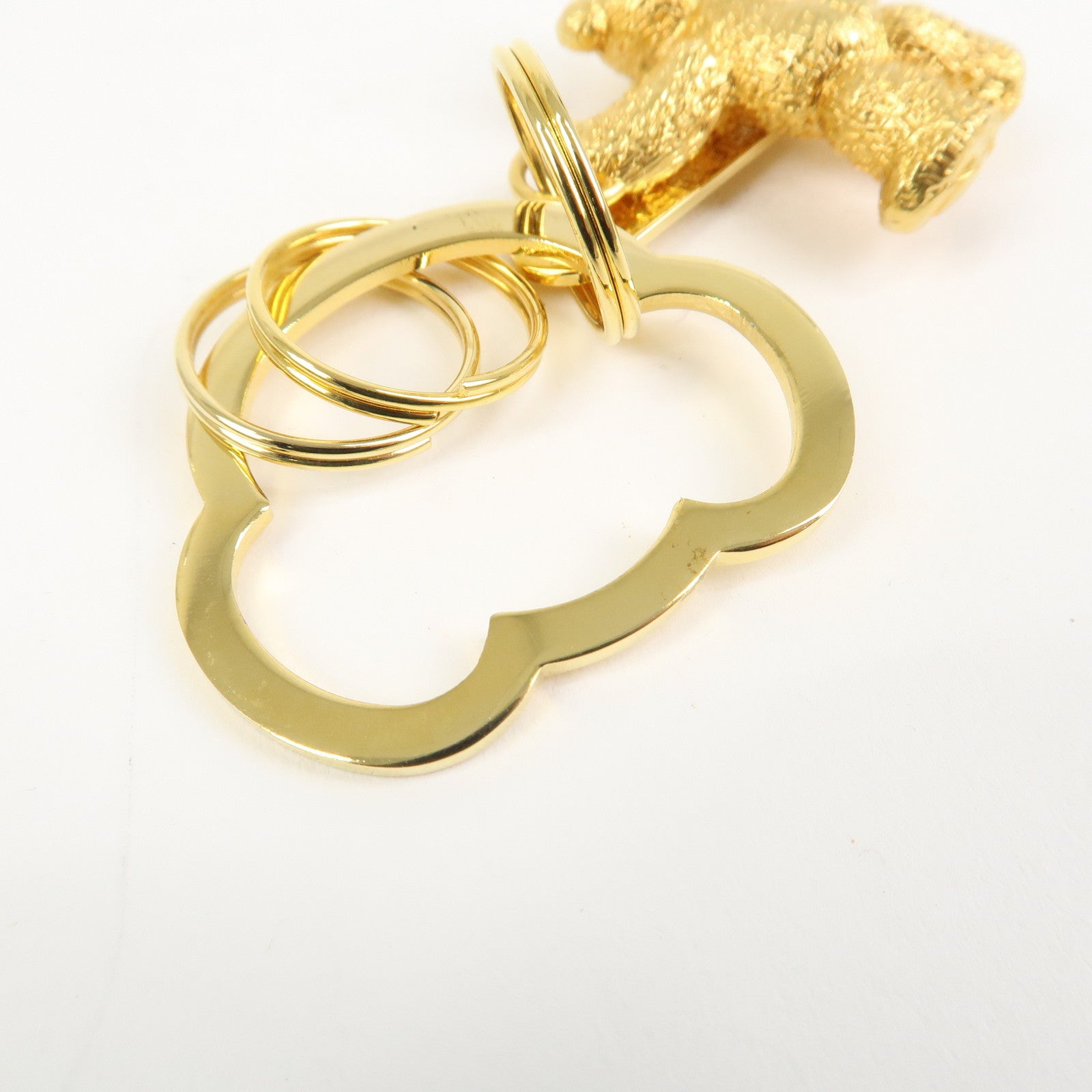 MIKIMOTO Metal Teddy Bear Bag Charm Key Chain Gold