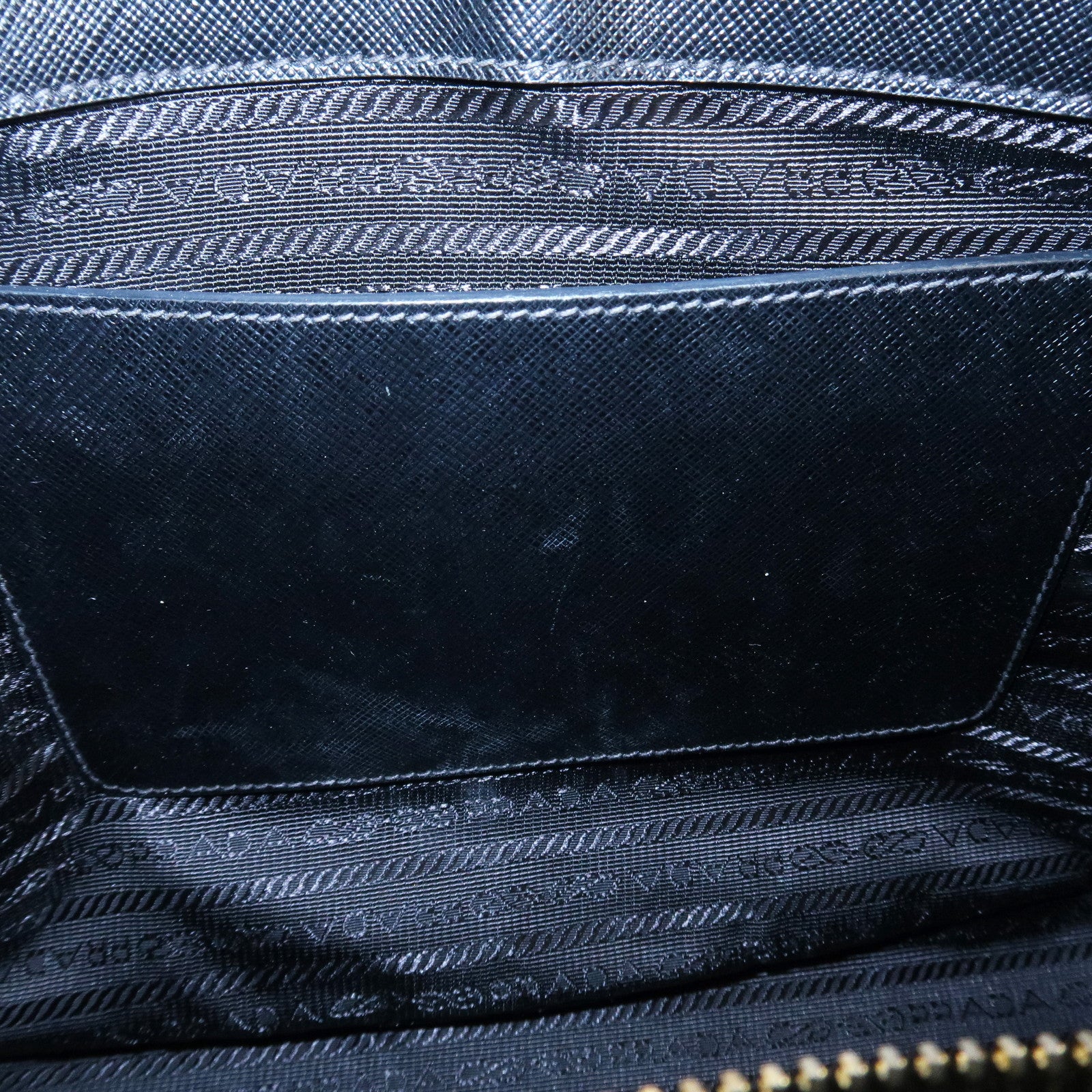 PRADA Triangle Logo Saffiano Leather 2WAY Hand Bag Black BN1801 Used
