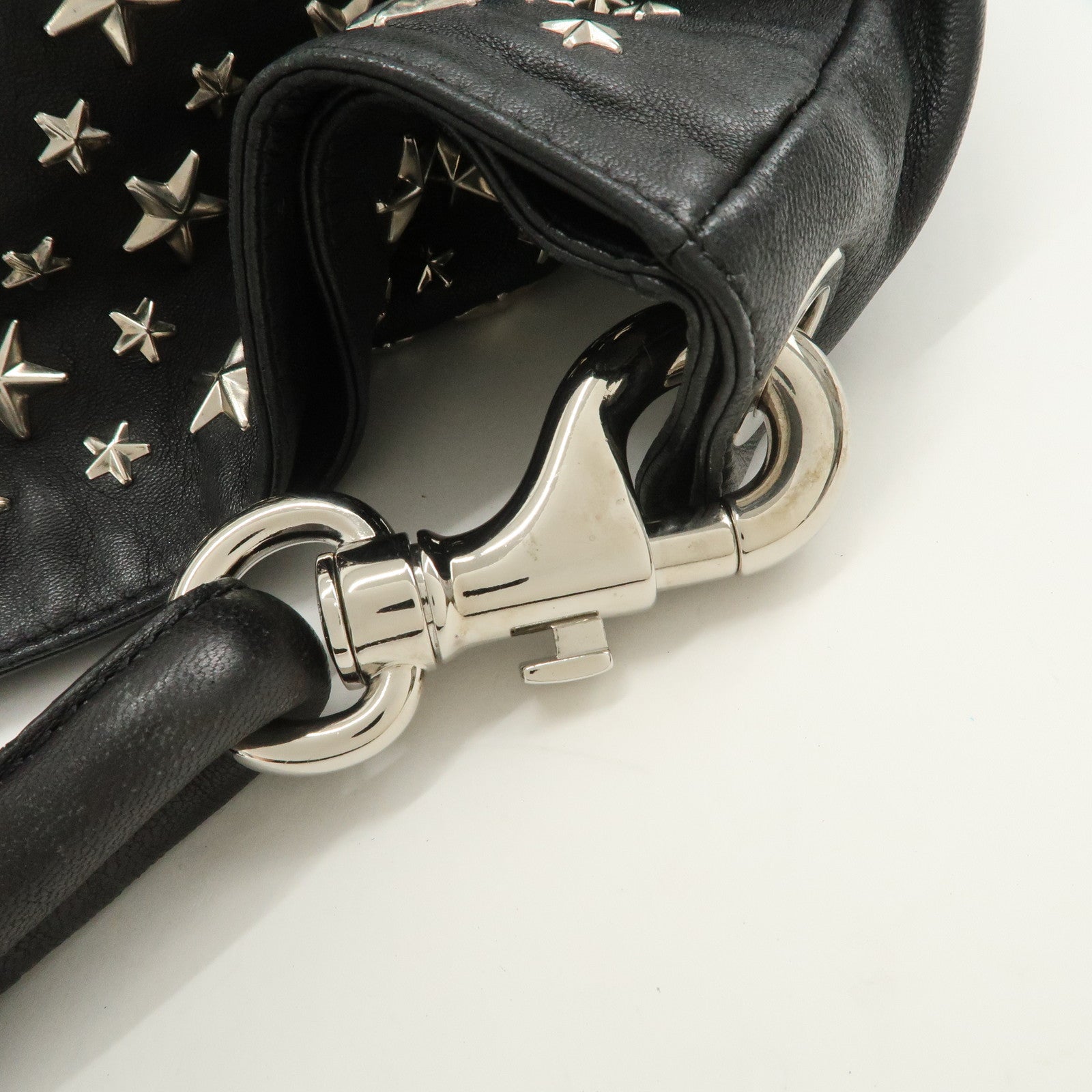 JIMMY CHOO Sky Bag Studs Leather Shoulder Bag Black