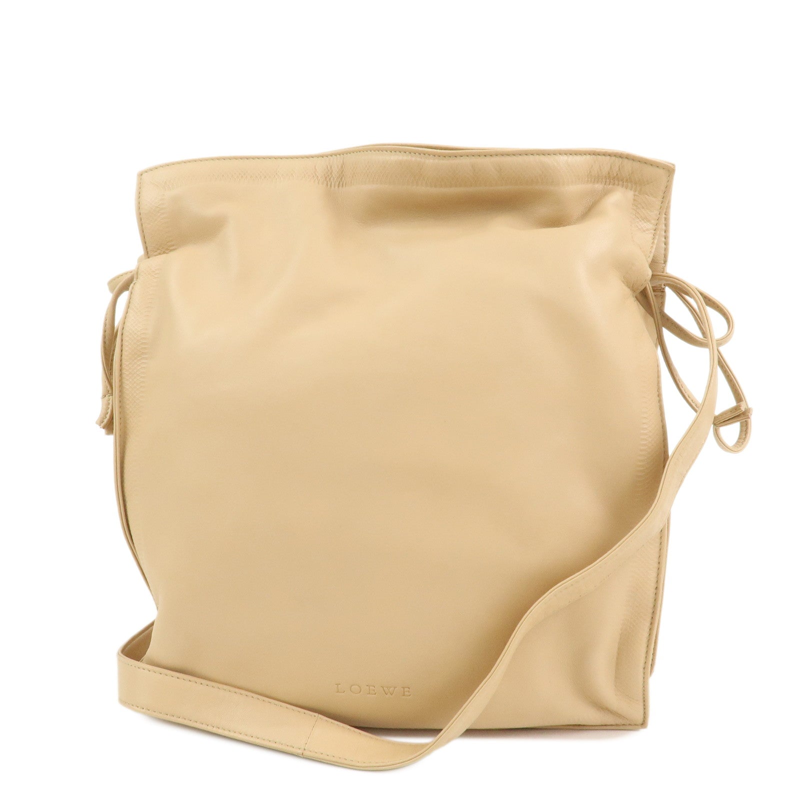 LOEWE Logo Nappa Leather Shoulder Bag Crossbody Bag Beige