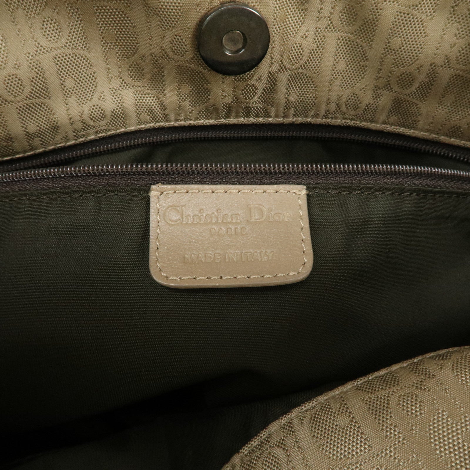 Christian Dior Trotter Nylon Leather Shoulder Bag Hand Bag Beige