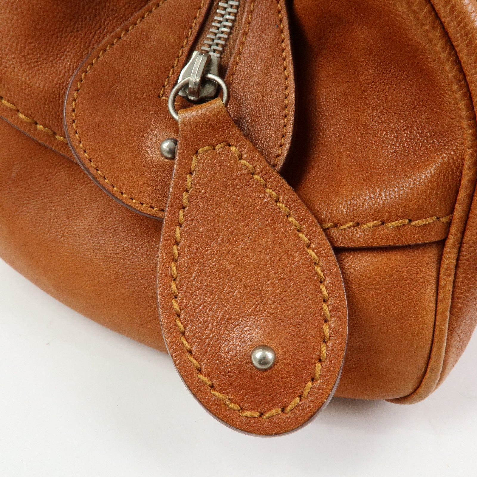 Christian Dior Leather Hand Bag Boston Bag Doctor's Bag Brown