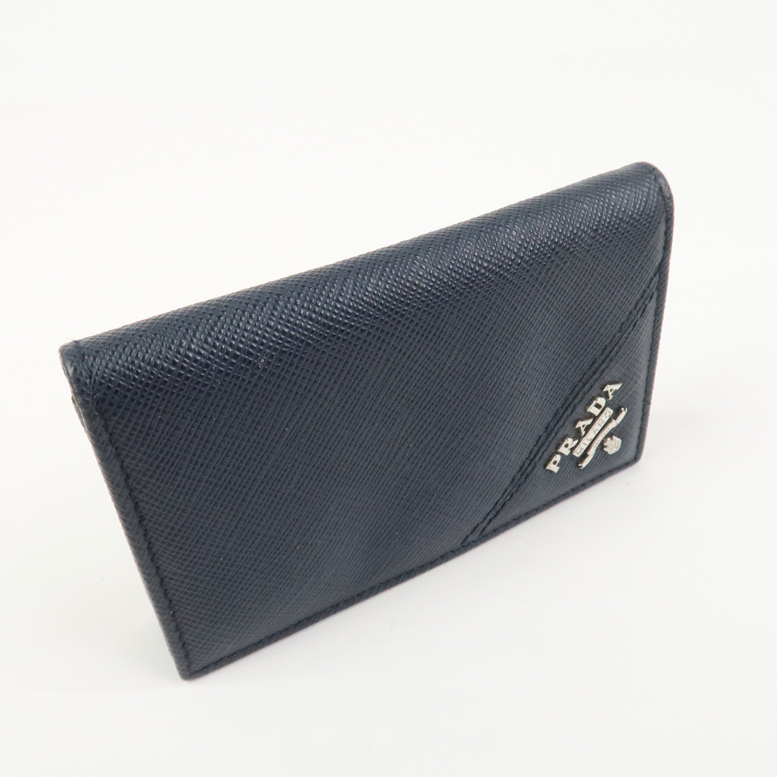 PRADA Saffiano Leather Card Case Card Holder Navy 2MC122