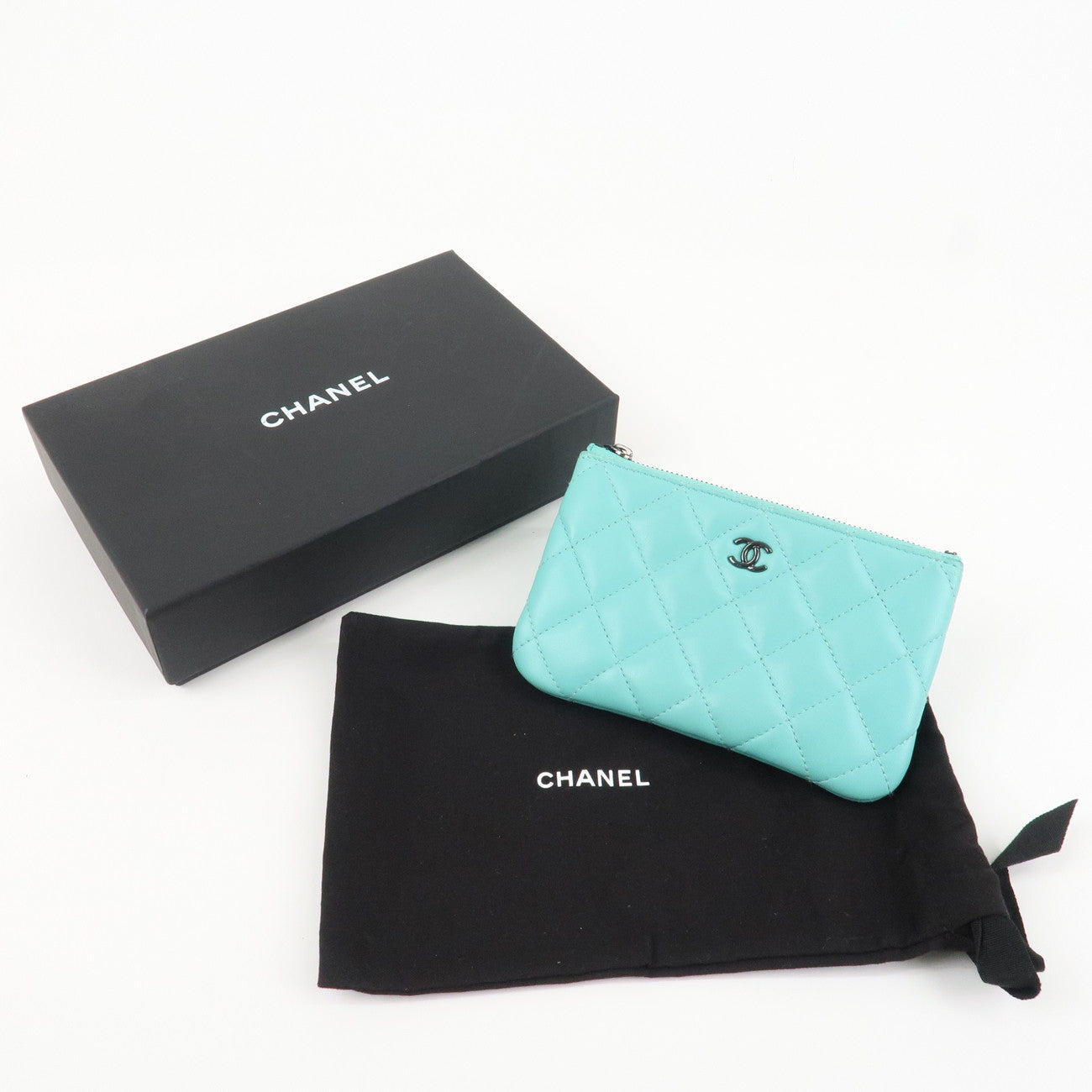 CHANEL Matelasse Caviarskin Classic Mini Pouch Blue A82365 Used