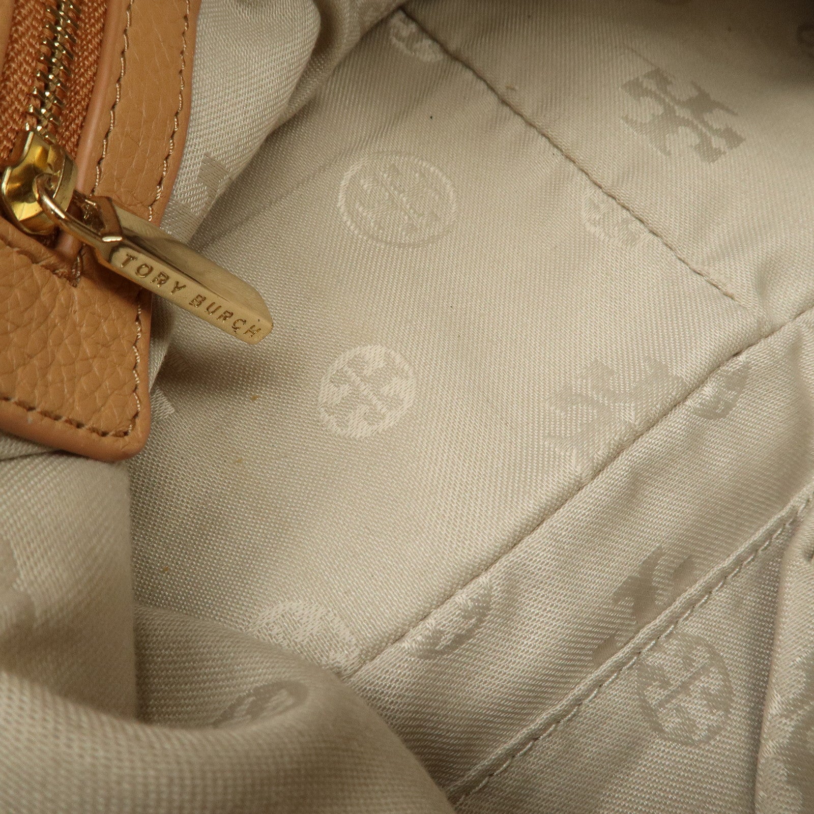 TORY BURCH Logo Leather 2Way Bag Shoulder Bag Hand Bag Brown
