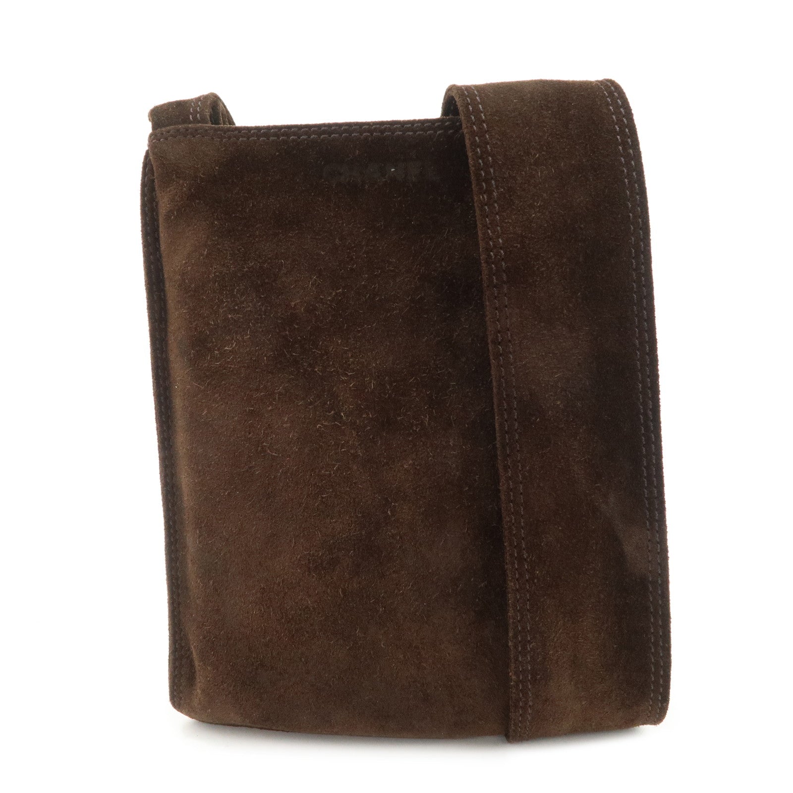 CHANEL Suede Shoulder Bag Crossbody Bag Dark Brown Used