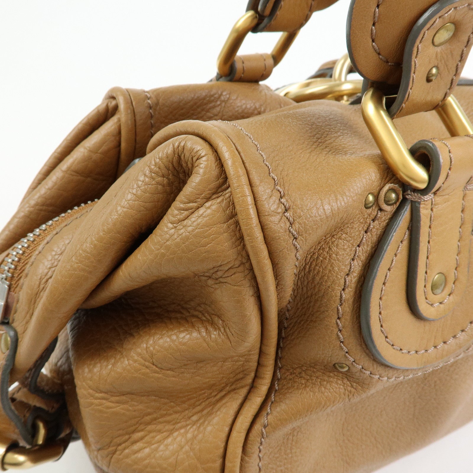 Chloe Paddington Leather Shoulder Bag Boston Bag Brown