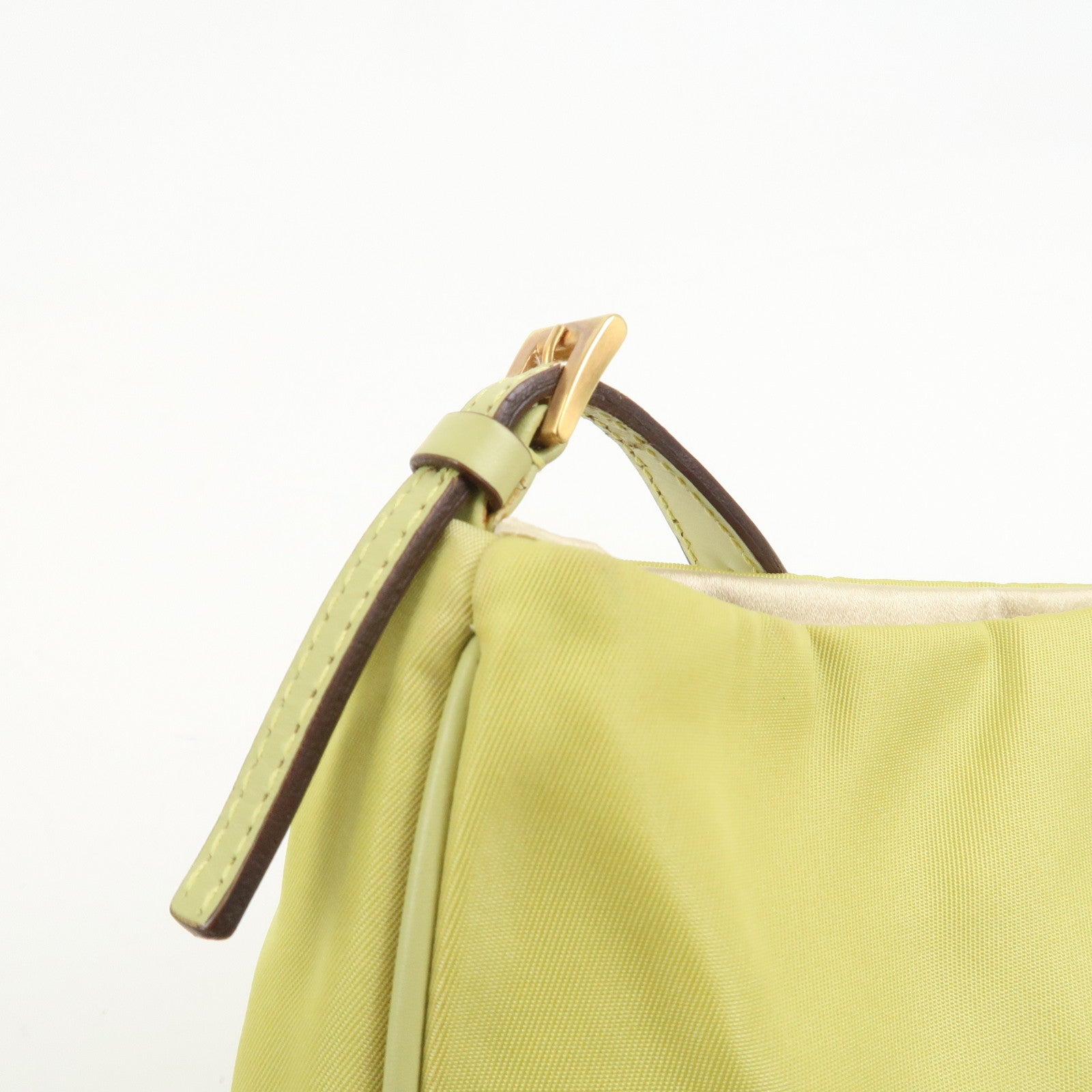 PRADA Triangle Logo Nylon Leather Shoulder Bag Yellow BR0107