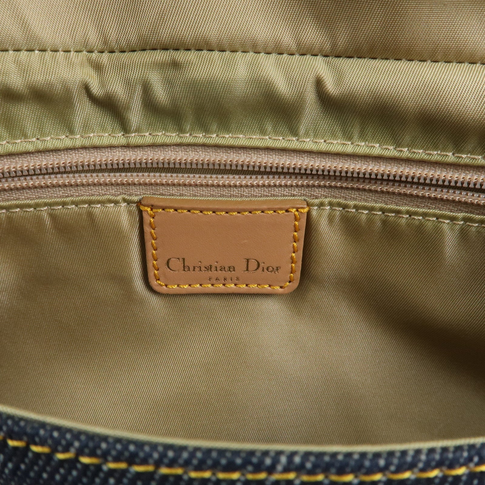 Christian Dior Malice Pearl Denim Leather Hand Bag Shoulder Bag