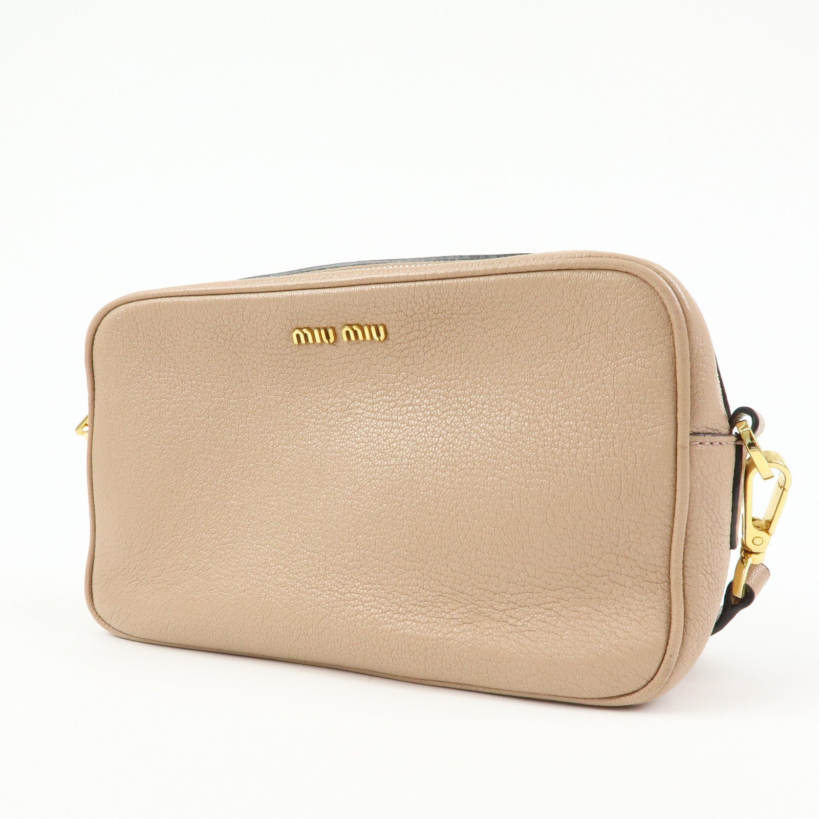 MIU MIU Madras Leather Camera Bag Shoulder Bag Crossbody Bag Beige