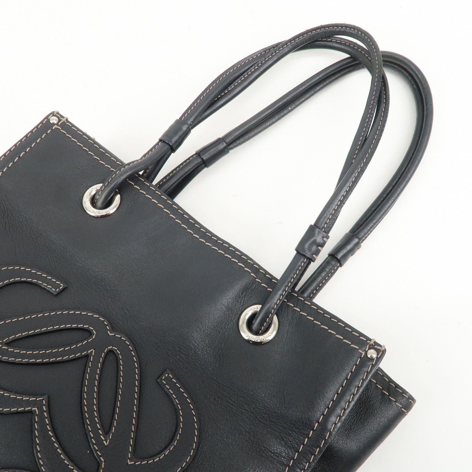 LOEWE Anagram Calf Leather Tote Bag Shoulder Bag Black