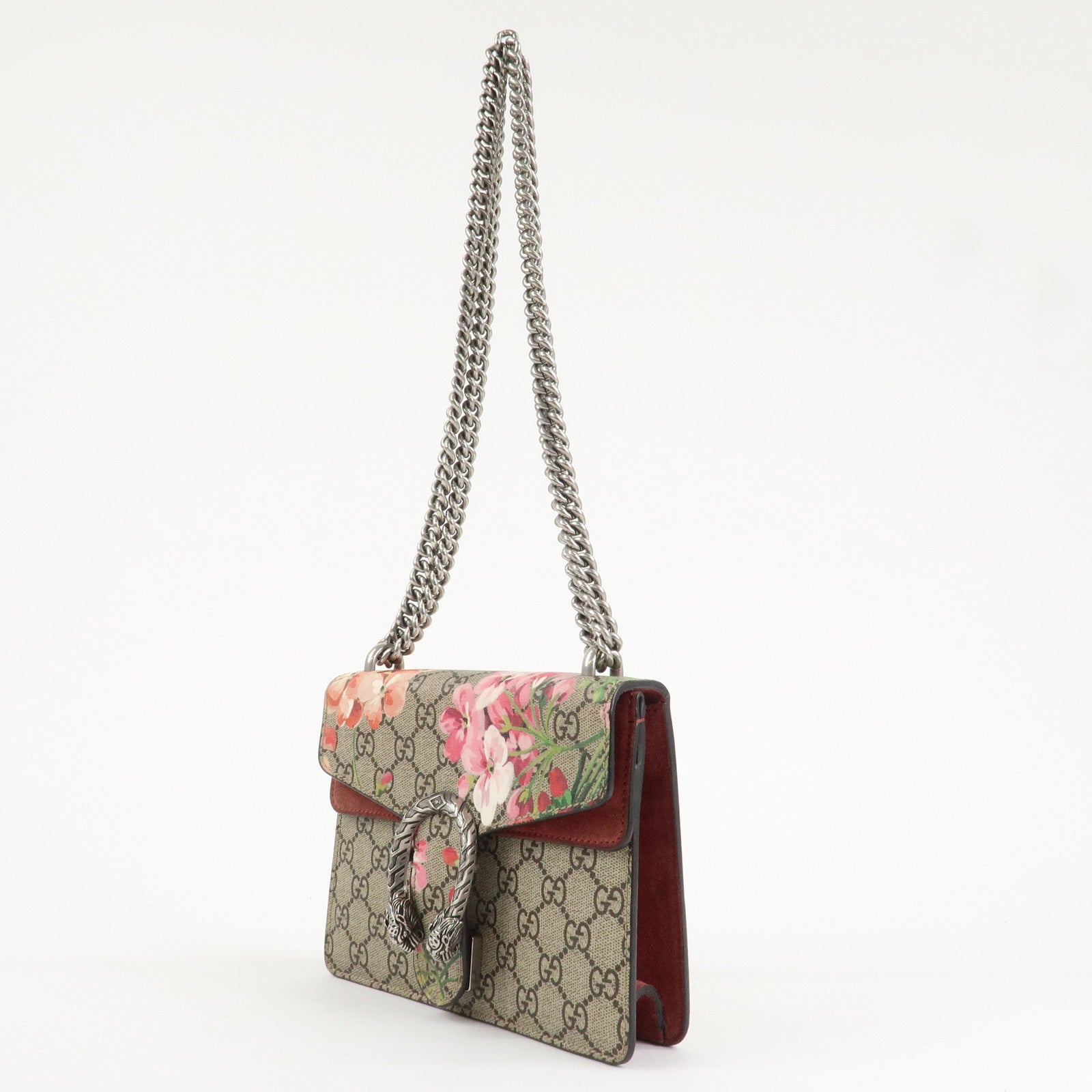 GUCCI Dionysus GG Blooms GG Supreme Shoulder Bag Beige Red 421970 Used