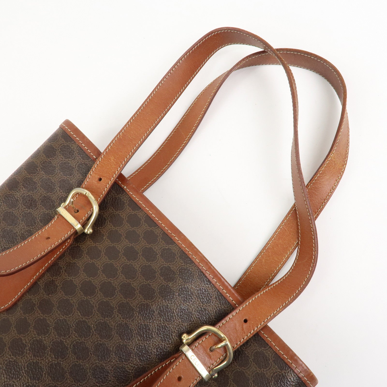 CELINE Macadam PVC Leather Shoulder Bag Hand Bag Brown