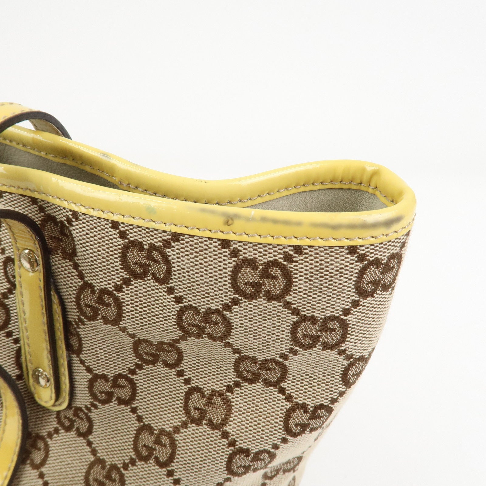 GUCCI Gucciori Pug Dog GG Canvas Patent Leather Tote Bag 212374