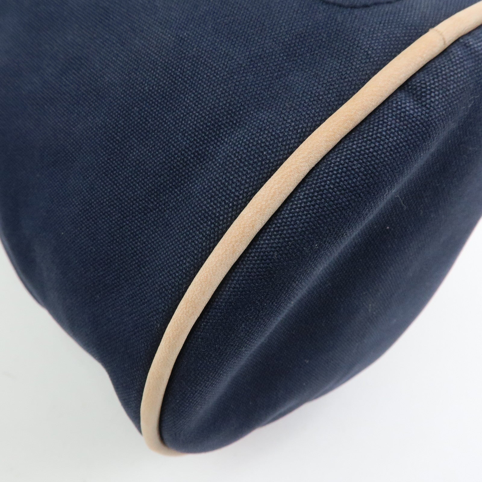 HERMES Canvas Leather Porochon Mimil PM Drawstring Backpack Navy