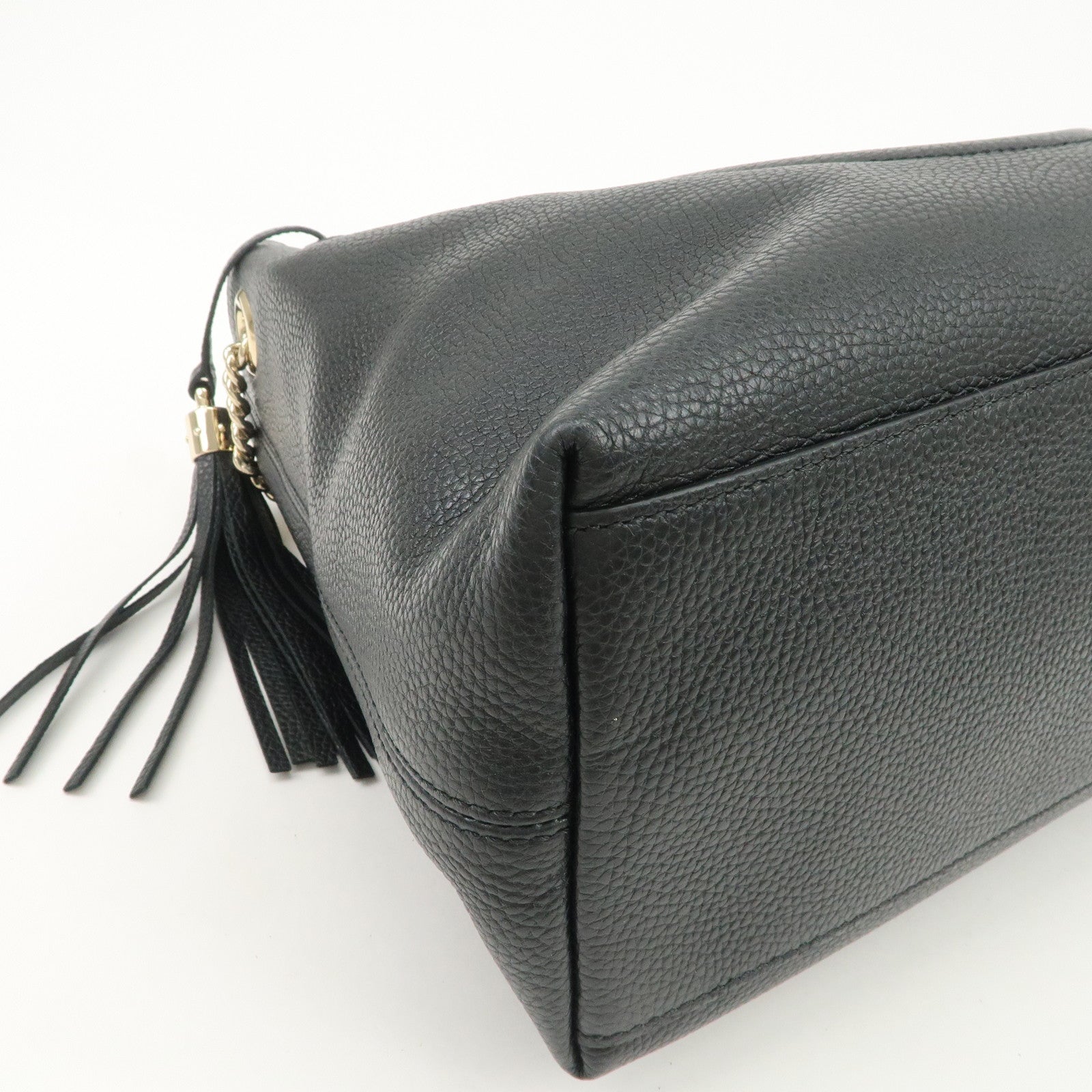 GUCCI SOHO Interlocking G Leather Chain Shoulder Bag Black 536196