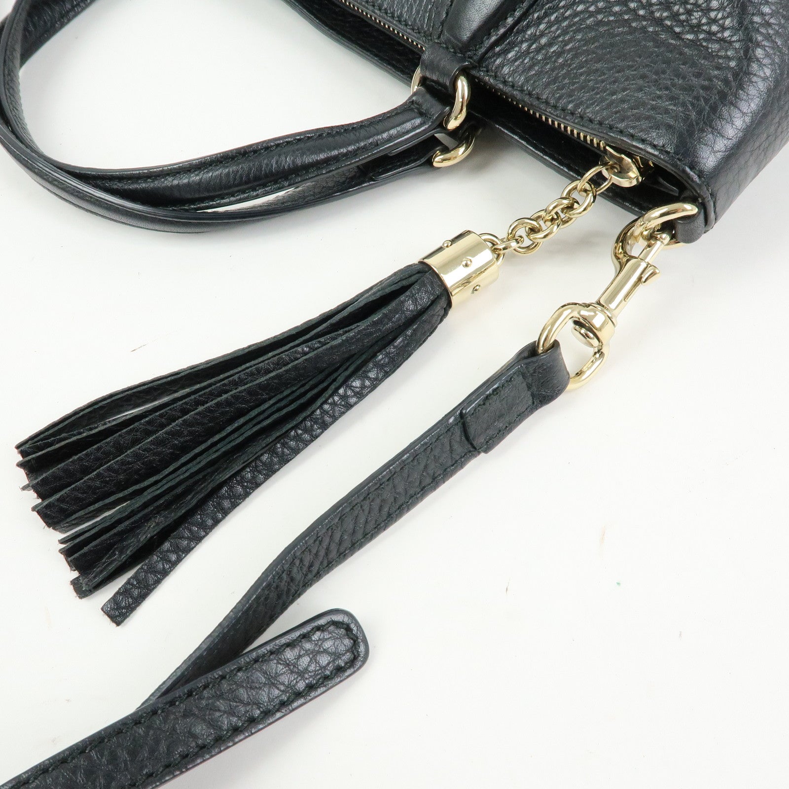 GUCCI Interlocking G SOHO Leather 2Way Bag Hand Bag Black 369176