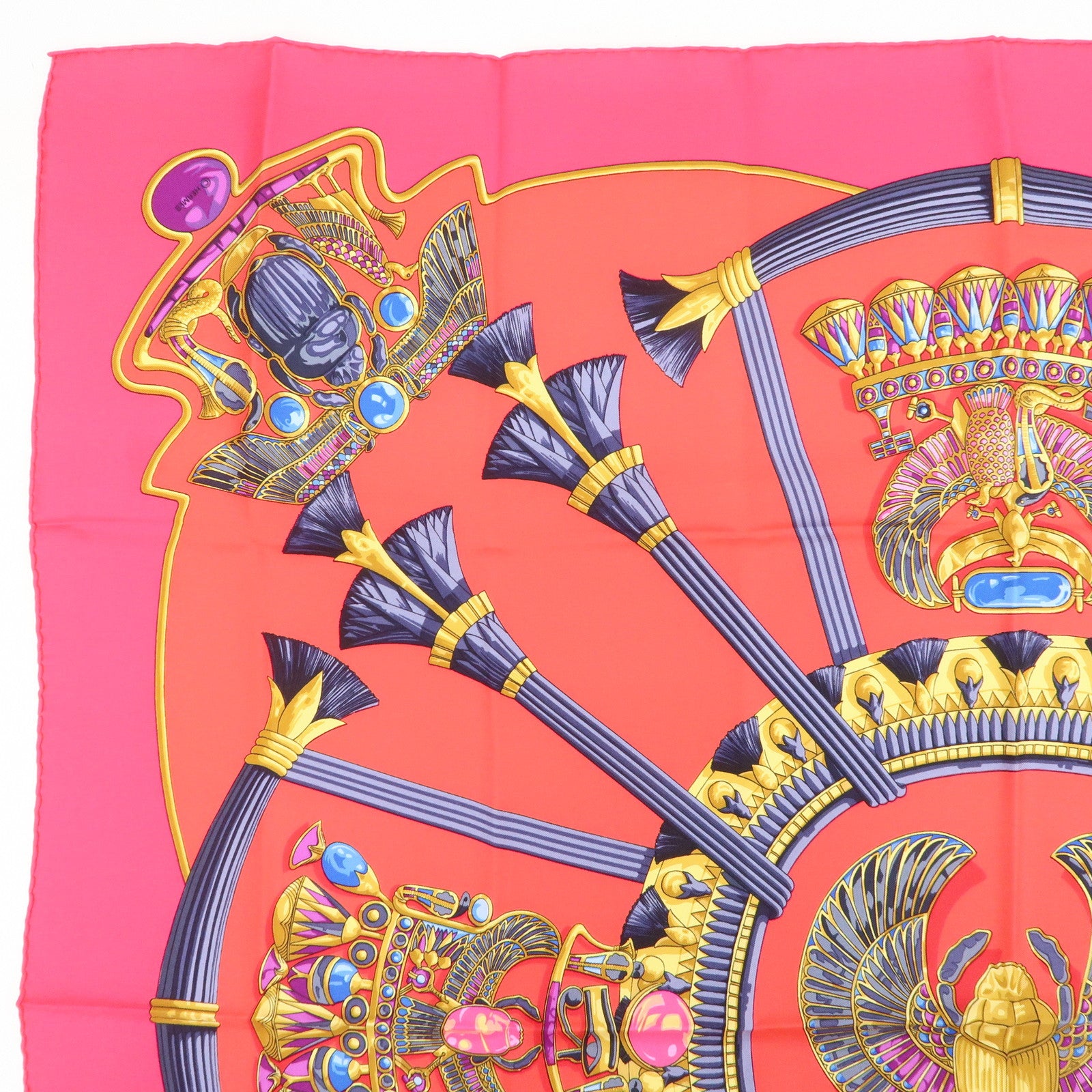 HERMES Carre 90 Silk 100% Caty Scarf Pink Multi Color